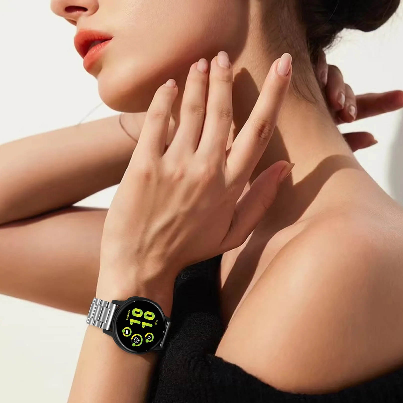 Bransoletka kompatybilna z Garmin Vivoactive 5 / Forerunner 245/645/55,20 mm, stal nierdzewna, metalowy pasek zamienny do Venu Sq/2 Plus, dla mężczyzn i kobiet