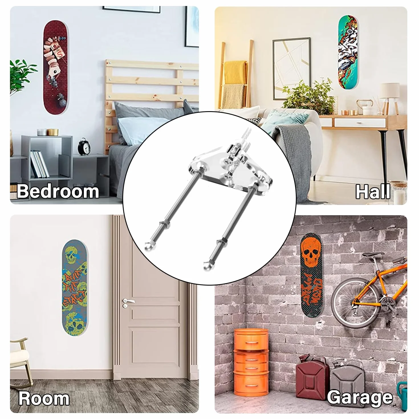 Uchwyt ścienny na deskorolkę, longboard, uchwyt ścienny, stojak na deskę snowboardową do salonu, garażu, na ścianę, deskorolkę, do przechowywania, akryl, 2 sztuki, przezroczysty