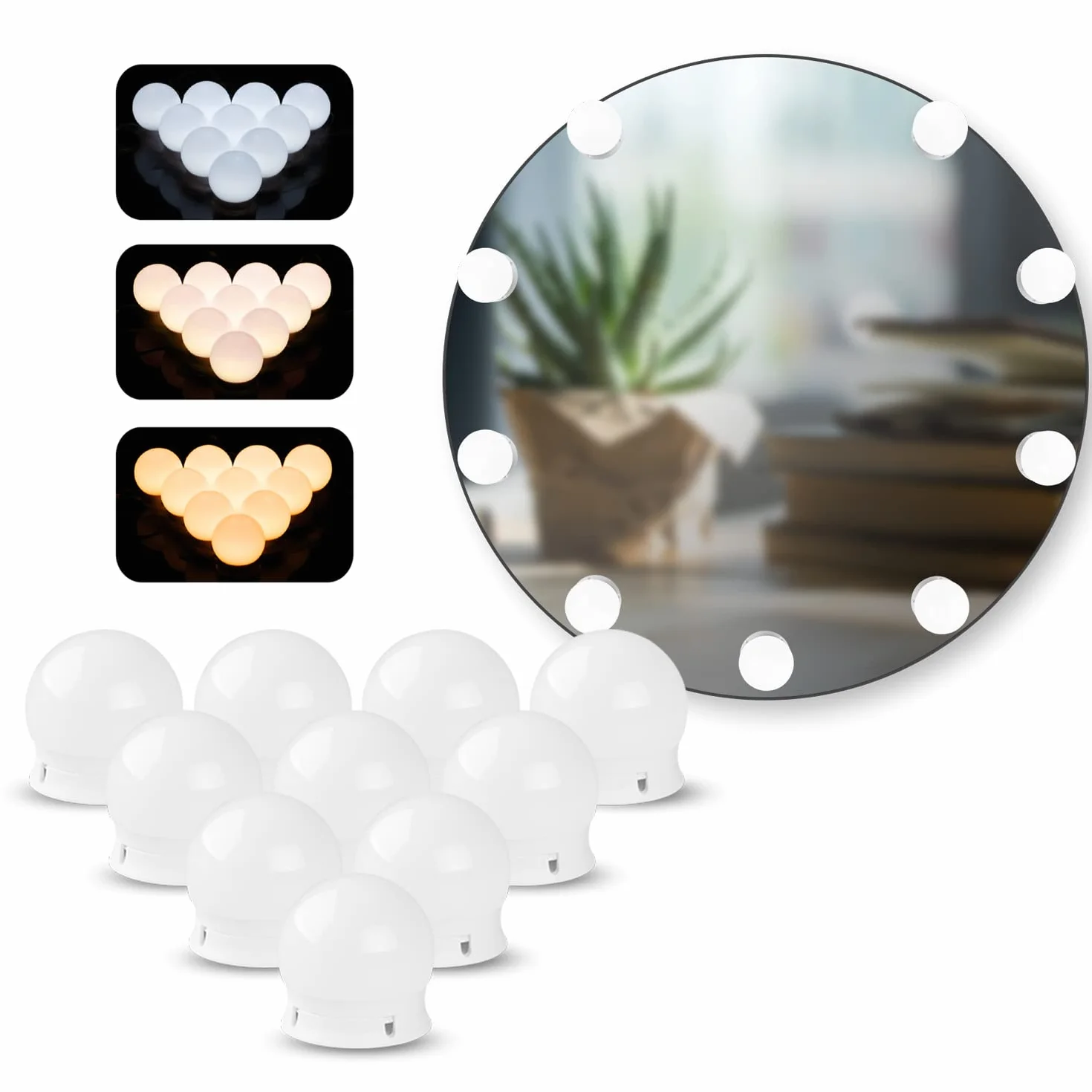 Sylvwin Vanity Mirror Lights z 10 ściemnianymi żarówkami LED, zestaw świateł lustrzanych Hollywood z 5 trybami kolorów i 5 jasnościami