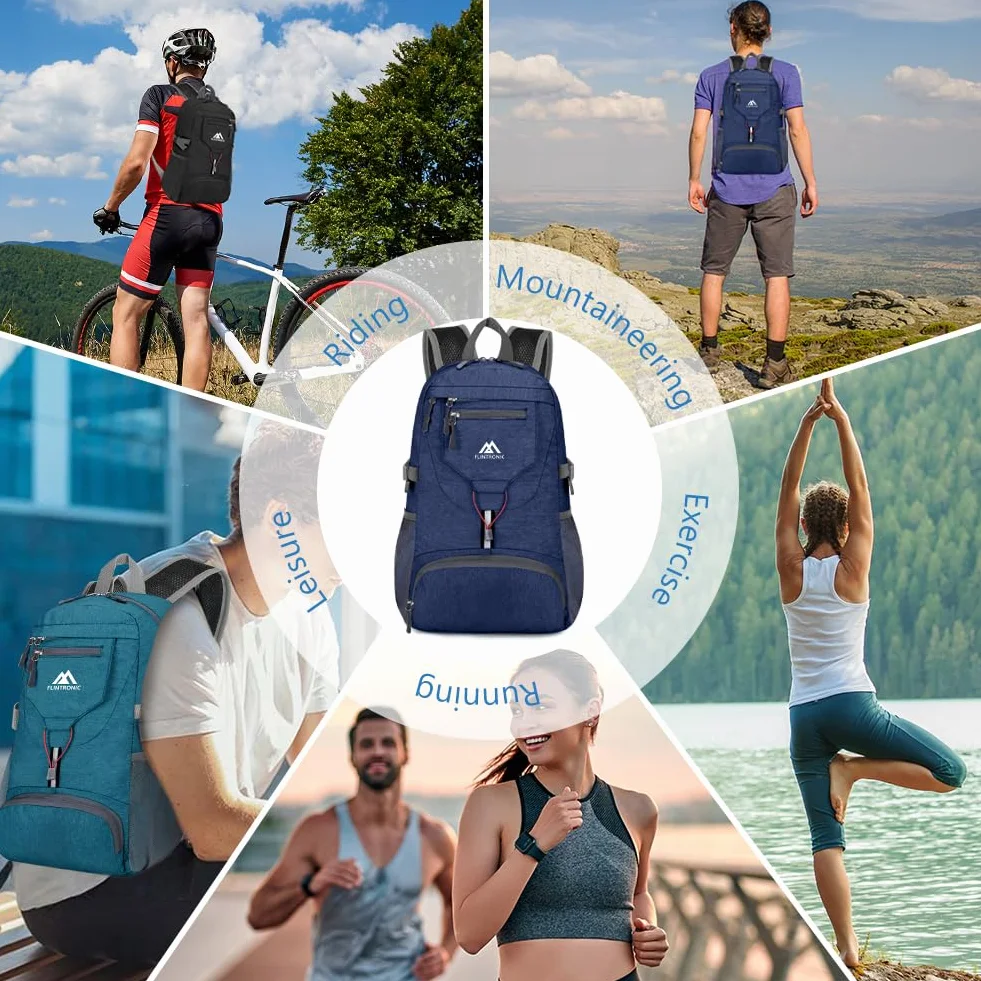 flintronic Składany mały plecak, ultralekki plecak 20 l, składany plecak turystyczny, plecak unisex, wodoodporny plecak podróżny na co dzień do uprawiania sportu na świeżym powietrzu jazdy na rowerze