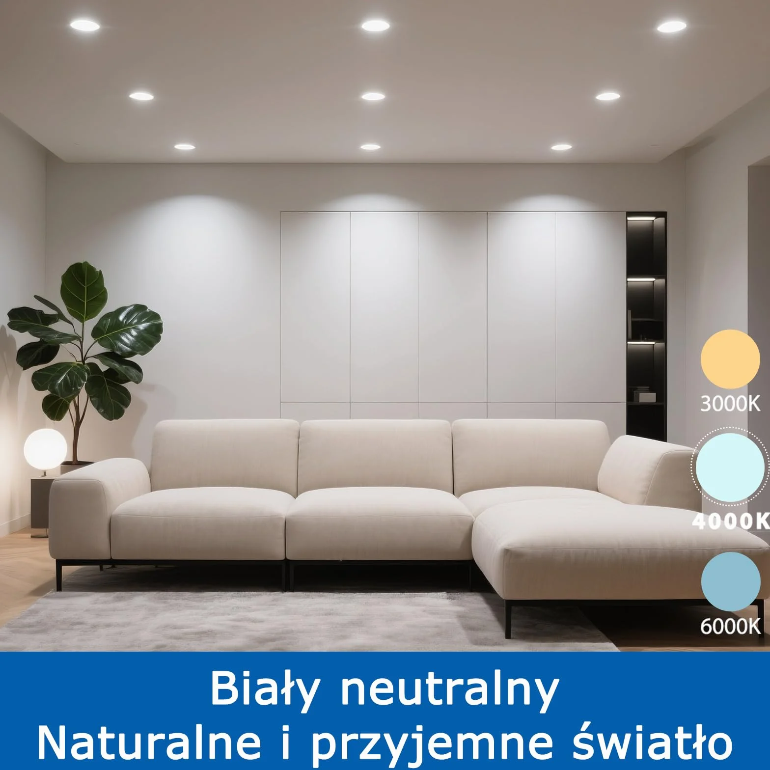 Reflektory LED Wpuszczane Sufitowe 4000K IP44 5W 400lm 220-240V Otwór 68mm Zestaw 20 Sztuk