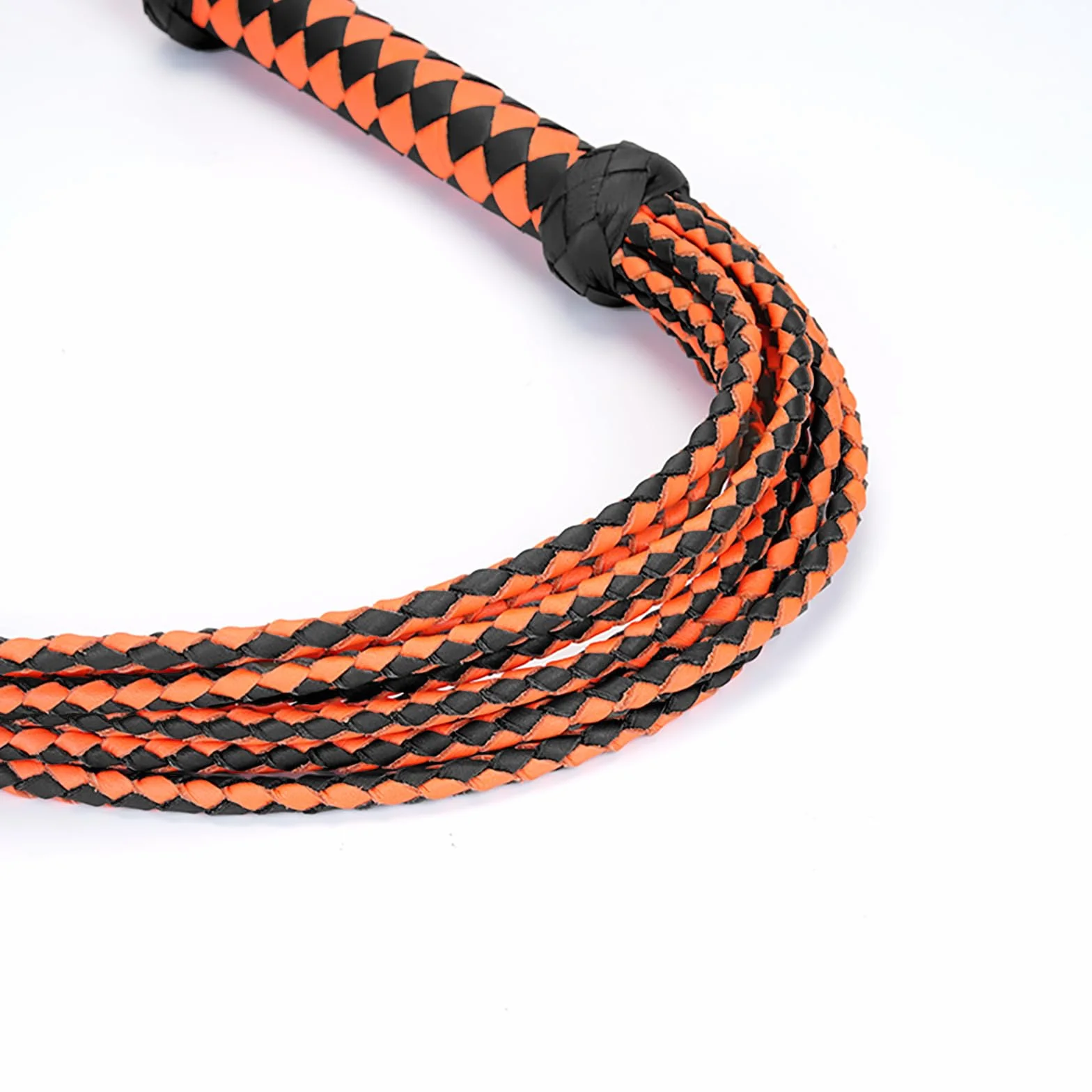 Skórzany bicz Cat-O'-Nine-Tails Whip, uchwyt 23 cm, ogon 59 cm, ręcznie robiony, czarny