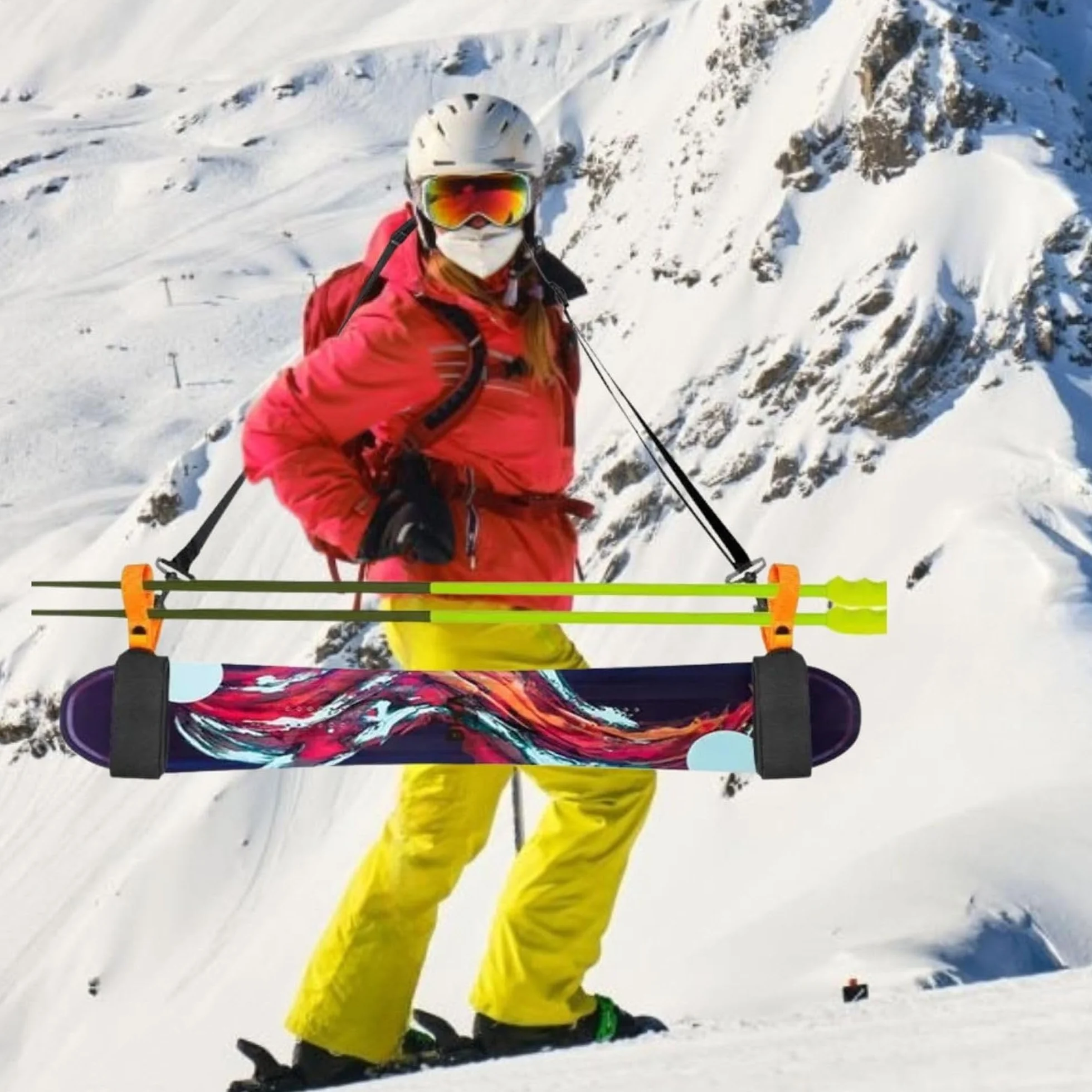 2 szt. Pasek narciarski, Zimowe paski do noszenia na narty, Talia per stivali da sci, regulowany pasek na ramię do snowboardu, torby na narty, nylonowe paski do narciarstwa, pasek narciarski
