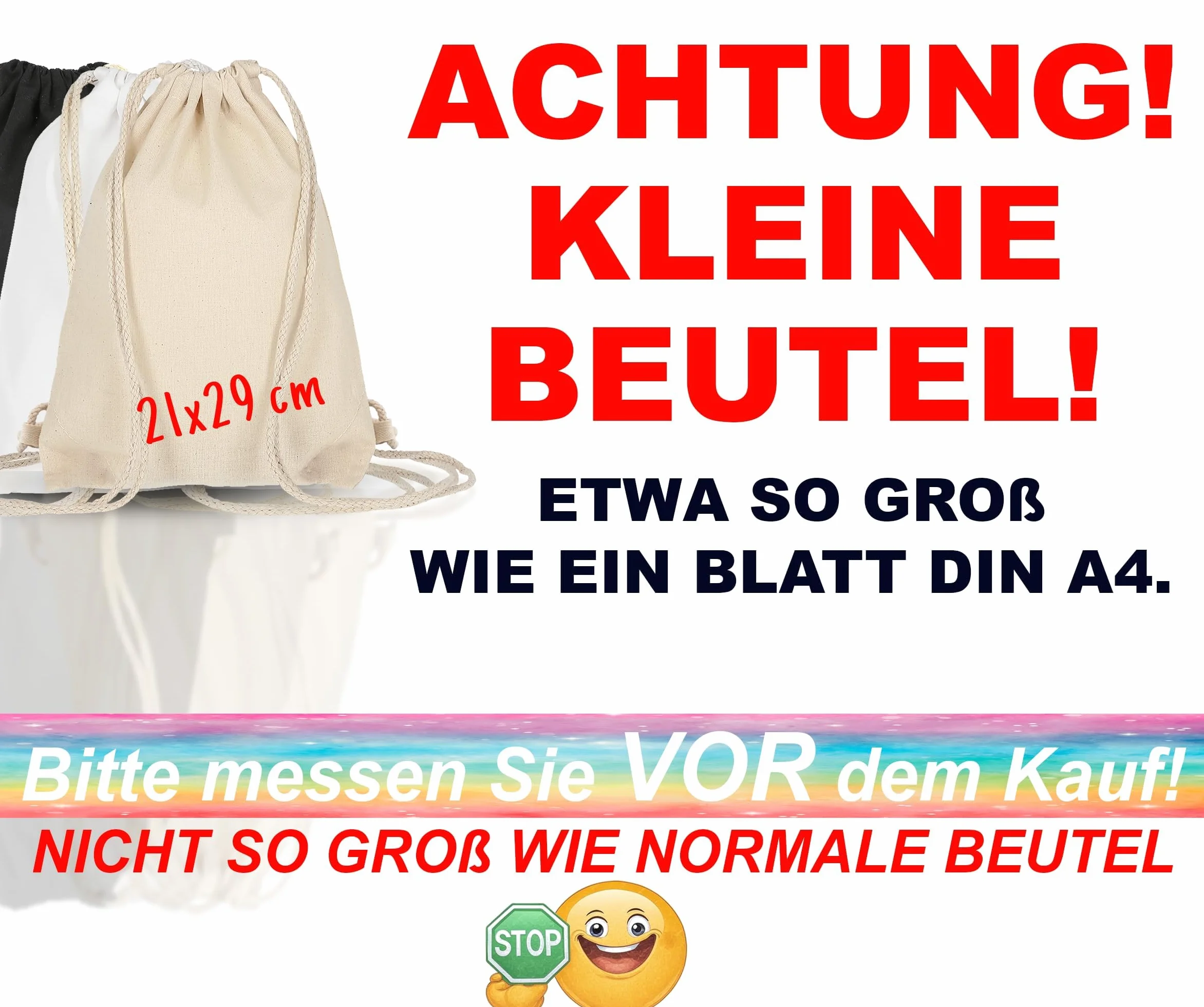 ELES VIDA Bawełniana torba dla dzieci, zestaw 21 x 29 cm - mała torba sportowa, torba na siłownię - mały plecak, torba materiałowa, torba z certyfikatem Oeko-TEX®