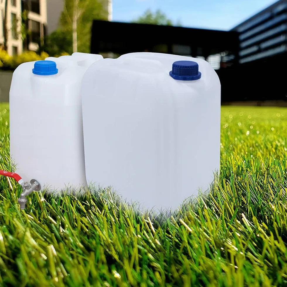 Zbiornik 20L Na Wodę Pitną z kranem, Kanister Wzmacniany, Bańka do Wody z Kranikiem, Atest HDPE, Szczelna Niebieska Nakrętka, Turystyka, Kemping, Piknik, Podlewanie, 1 sztuka