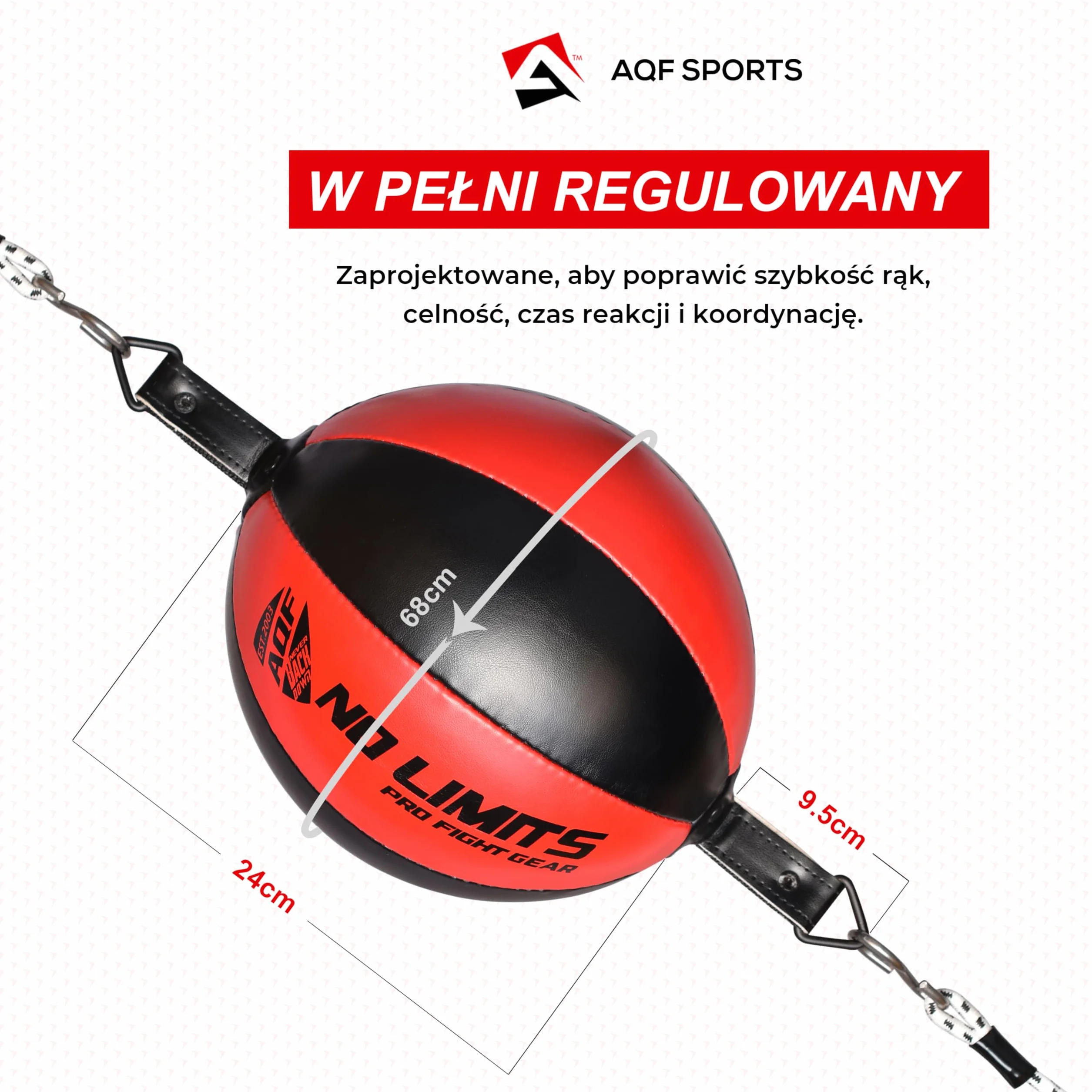 AQF Skórzany Podwójny Koniec Dodge Speed Ball MMA Boks Sufitowy Trening Punching Bag