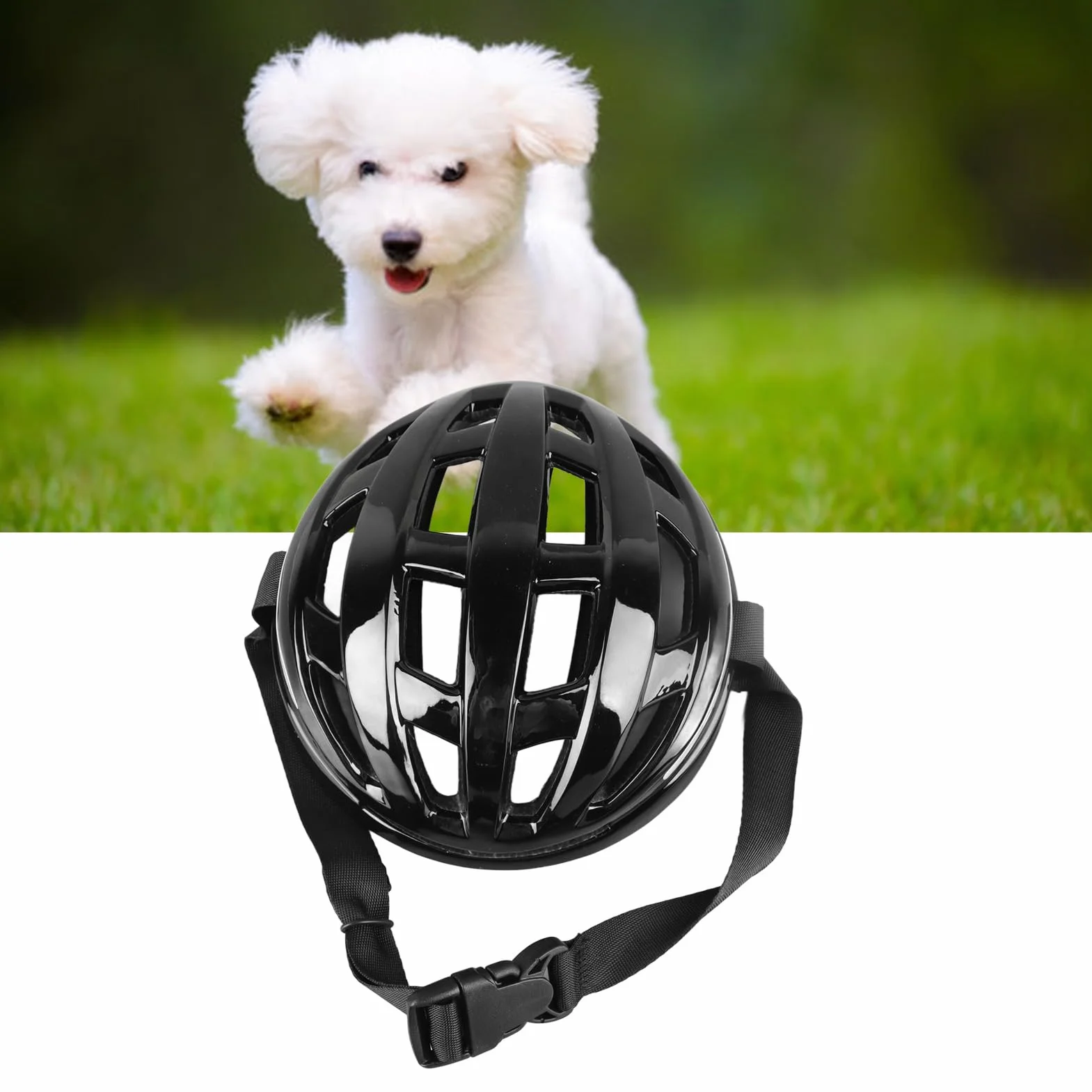 Kask dla Małych Psów Kask dla Zwierząt Domowych Lekki Odporny na Uderzenia Oddychający Kask Motocyklowy do Jazdy Kolarstwo Sport Czarny Zwierzęta (S)