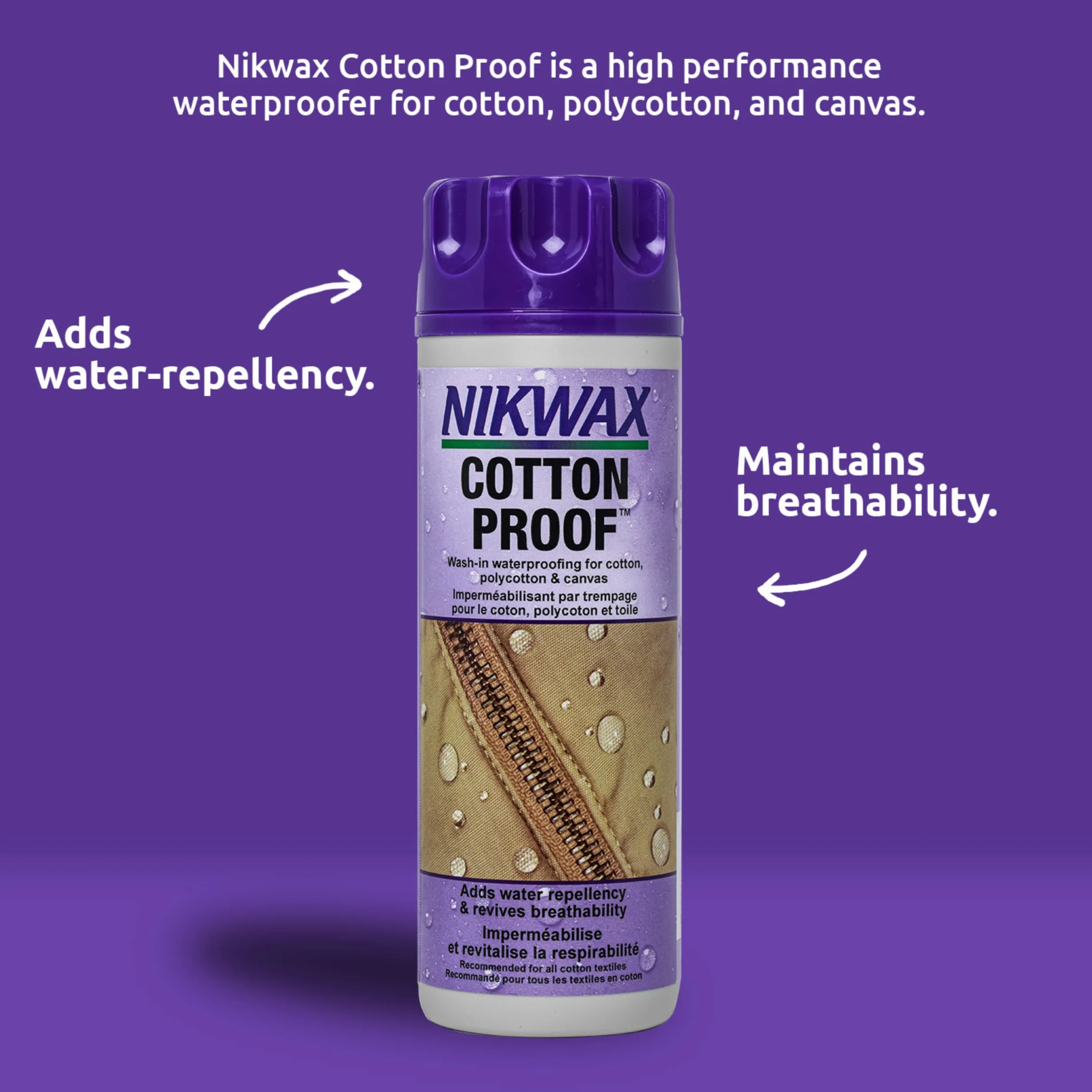Nikwax Odporny na bawełnę, 1000 ml, wodoodporny do bawełny, bawełny poliestrowej i płótna, dodaje wodoodporności