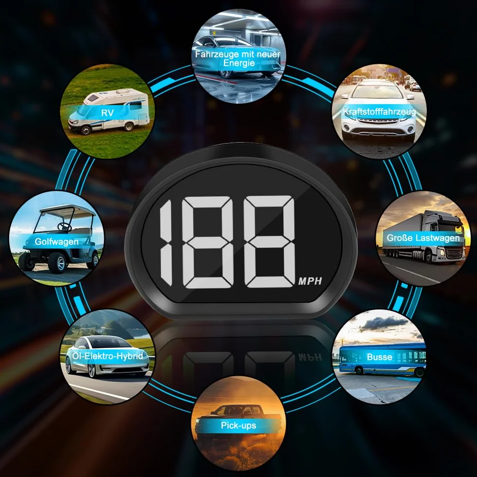 Cyfrowy speedometr, GPS tachometr HUD, cyfrowy miernik prędkości samochodu, duży wyświetlacz czcionki, zasilany przez USB, GPS, Beidou, podwójny chip do wszystkich pojazdów, przyłącze (biały