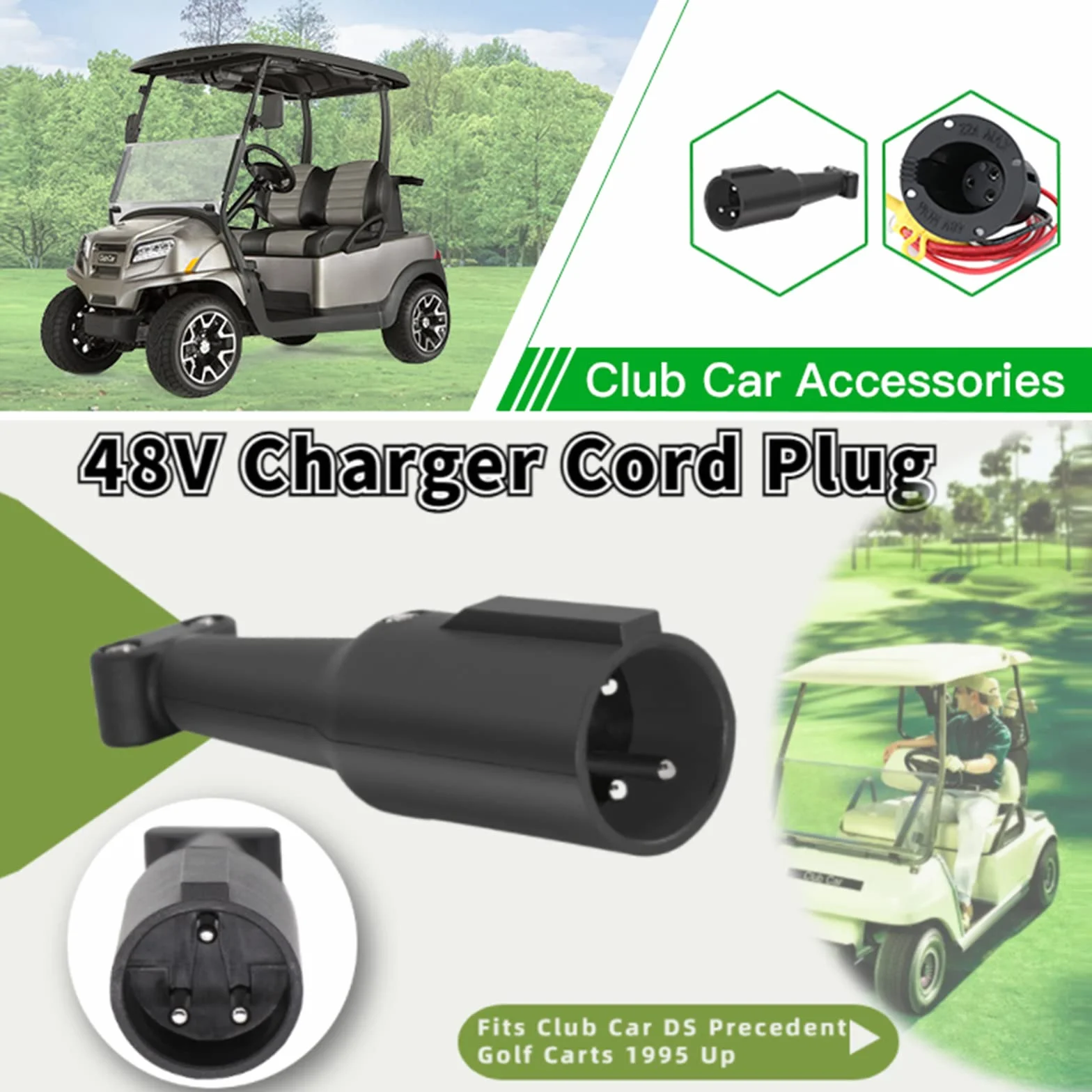 Ładowarka 48 V do wózka golfowego, wtyczka i gniazdo, zestaw pasujący do Club Car