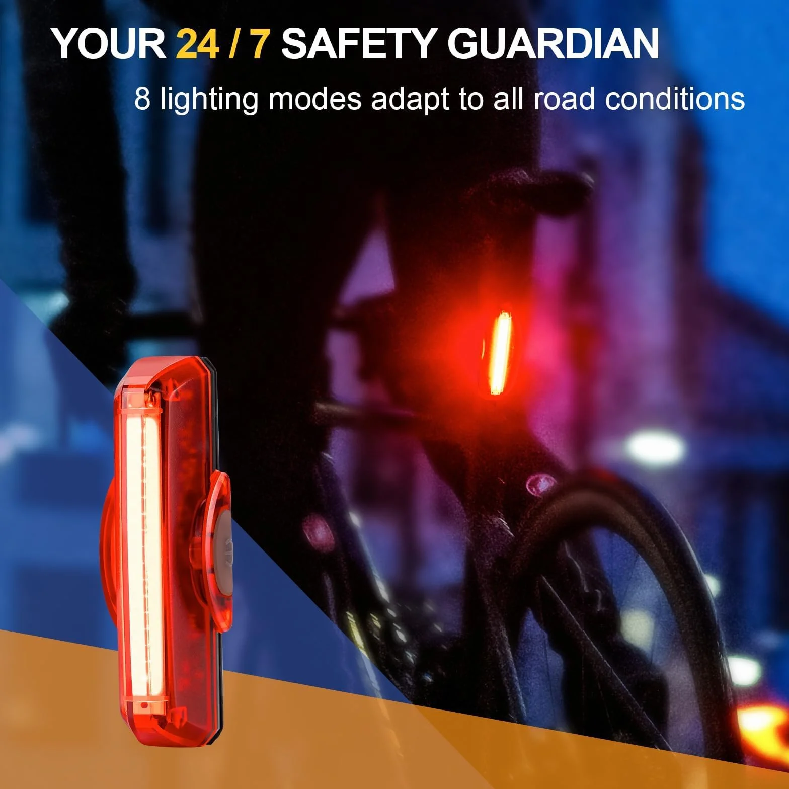 Tylne światło rowerowe z możliwością ładowania przez USB, super jasna lampa 50 lumenów, do roweru LED, łatwe przypięcie, aby podawać czerwone oświetlenie tylne dla optymalnego bezpieczeństwa na