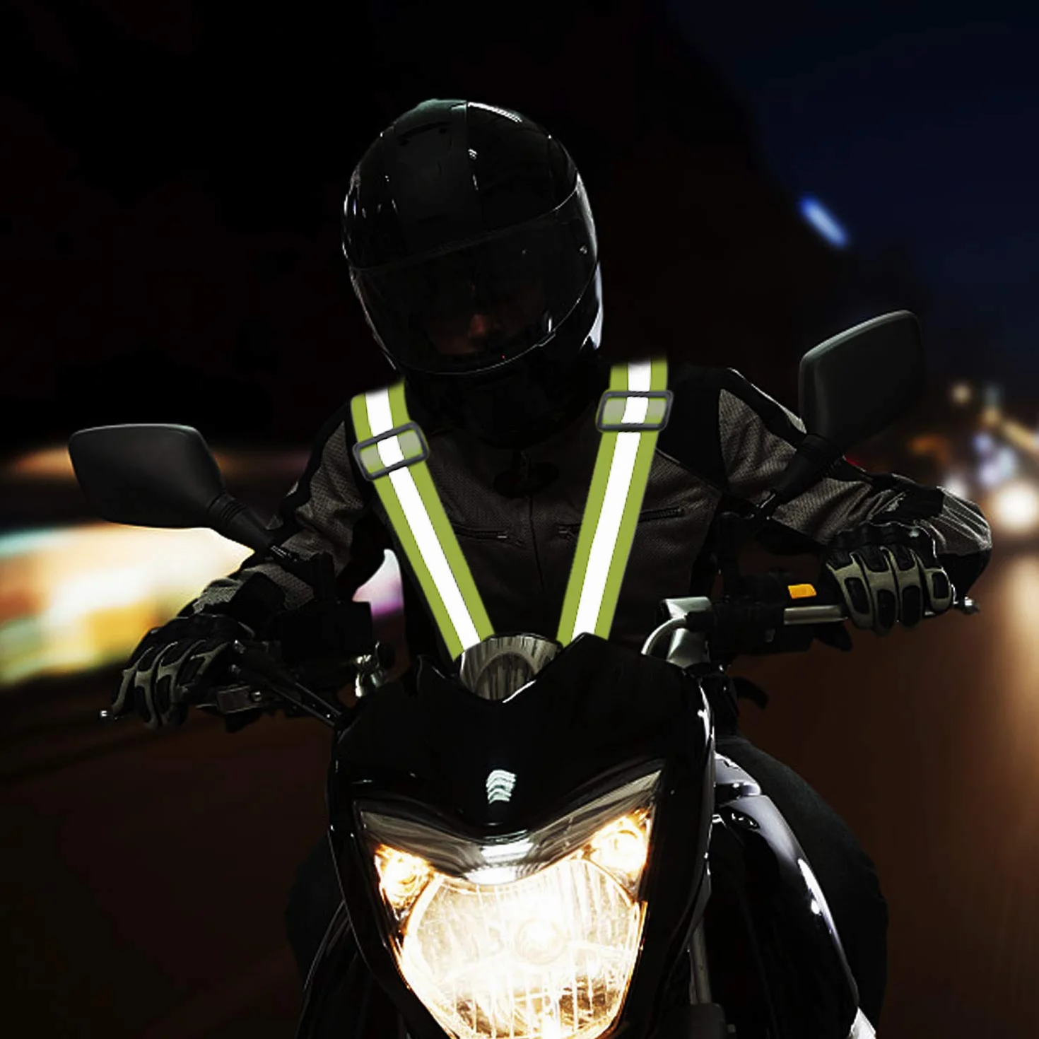 SANTOO 2 Stück Reflektorweste,360° Sicherheitsweste Motorrad Warnweste Reflektierende Weste Elastic Verstellbar Warnweste Erwachsene Kinder für Laufen, Camping, Fahrrad, Motorrad