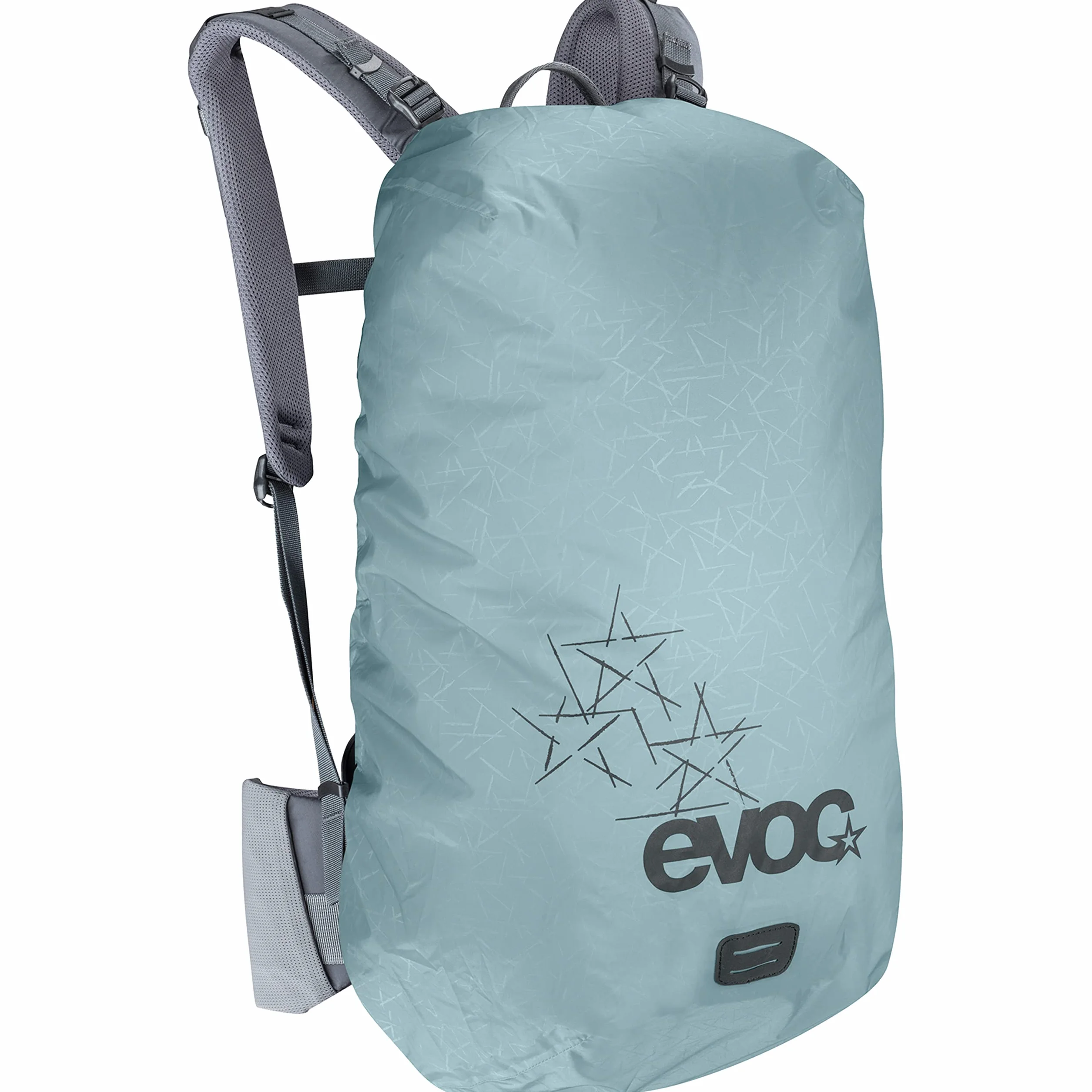 EVOC RAINCOVER SLEEVE, praktyczny pokrowiec przeciwdeszczowy na plecak (wodoodporny pokrowiec ochronny na plecak, wymiary: 16 x 56 x 27 cm, waga: 50 g, pojemność: 10-25 l), stalowy