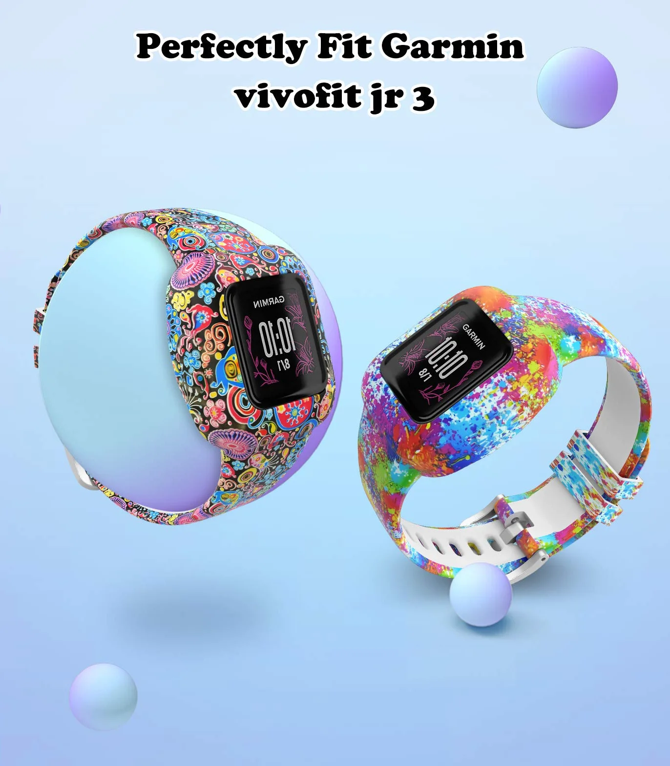 MoKo Pasek kompatybilny z Garmin Vivofit JR 3, miękki silikonowy, regulowany, 3 szt