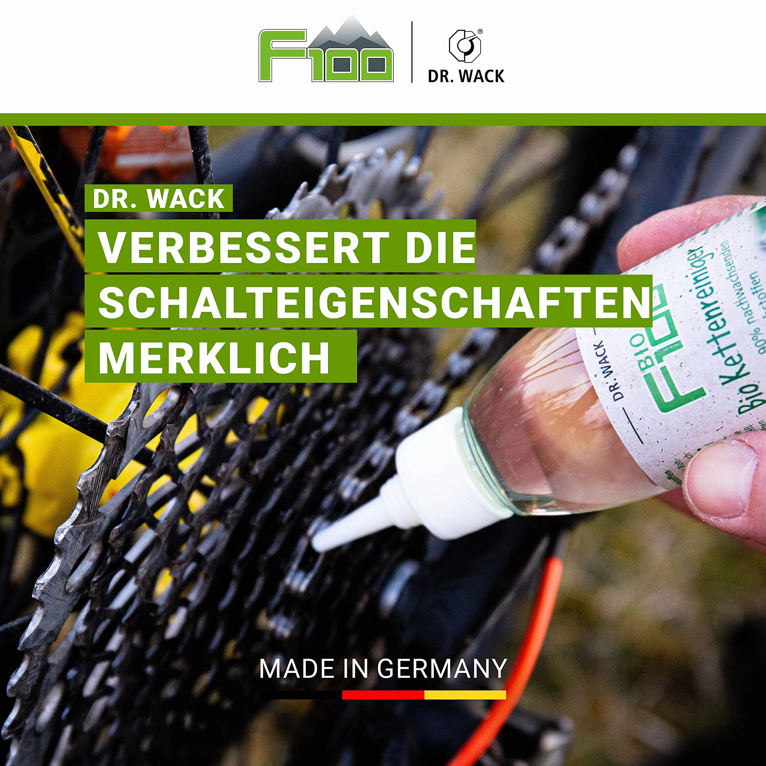 DR. WACK F100 Bio środek do czyszczenia łańcuchów rowerowych 100 ml – skuteczne czyszczenie łańcucha – ochrona przed zużyciem – ekologiczny środek czyszczący do wszystkich rowerów – wysokiej jakości