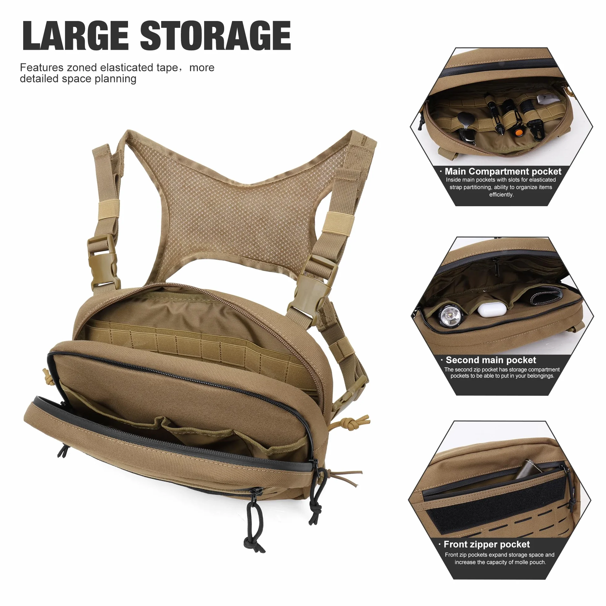 Mardingtop Taktyczna kieszeń na pierś Molle kamizelka Pouch Chest Rig