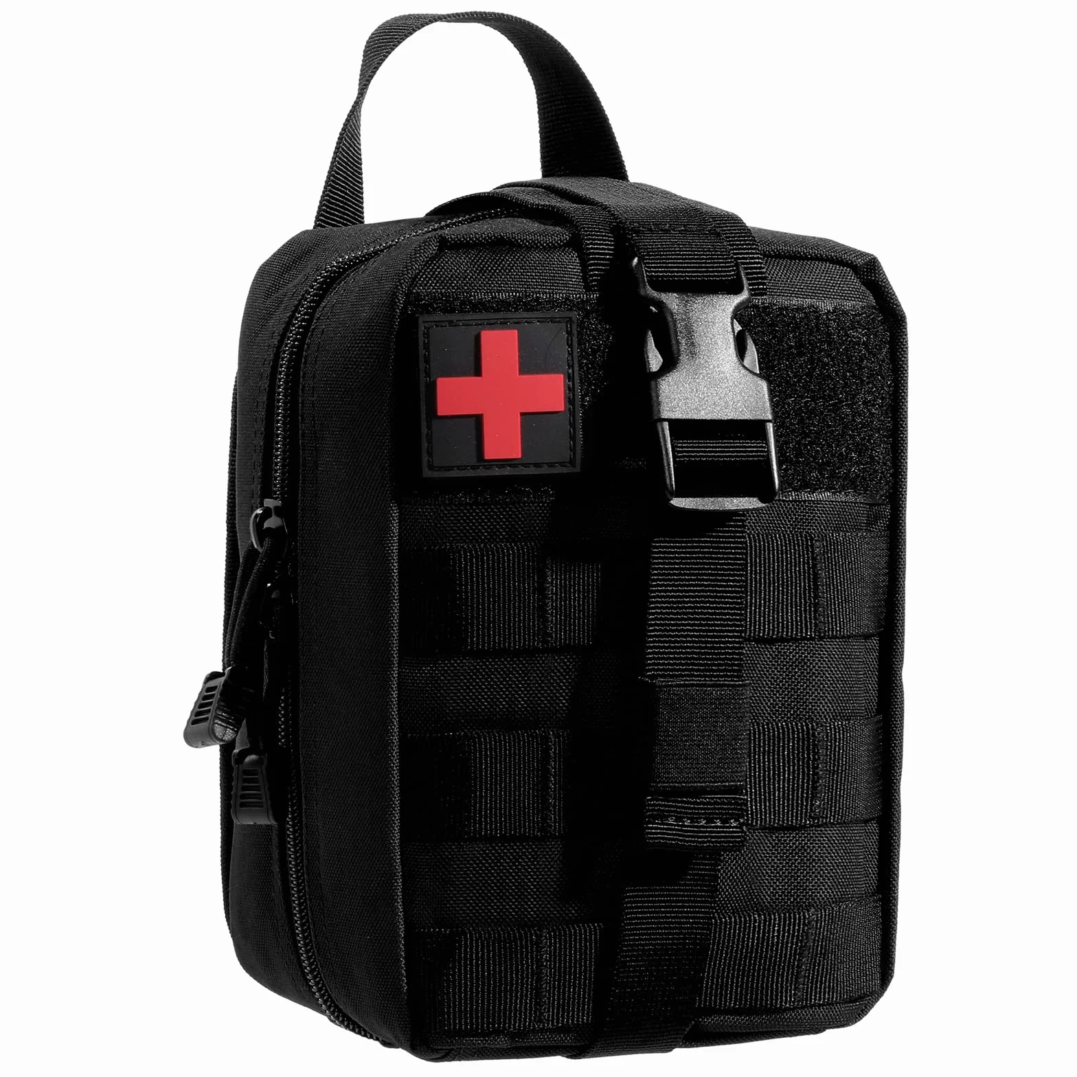 Podróżna torba pierwszej pomocy, wielofunkcyjna torba EDC, Molle, naklejki na rzepy, taktyczna torba medyczna do aktywności na świeżym powietrzu (czarna)