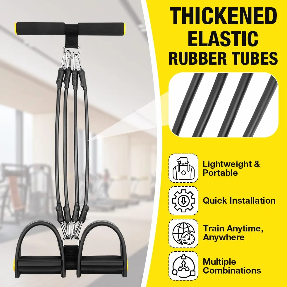 Flintronic Regulowany ekspander do klatki piersiowej, taśmy oporowe fitness z 3 strunami, regulowane taśmy oporowe z uchwytami, trener brzucha, wielofunkcyjny trener do domu, kolor czarny