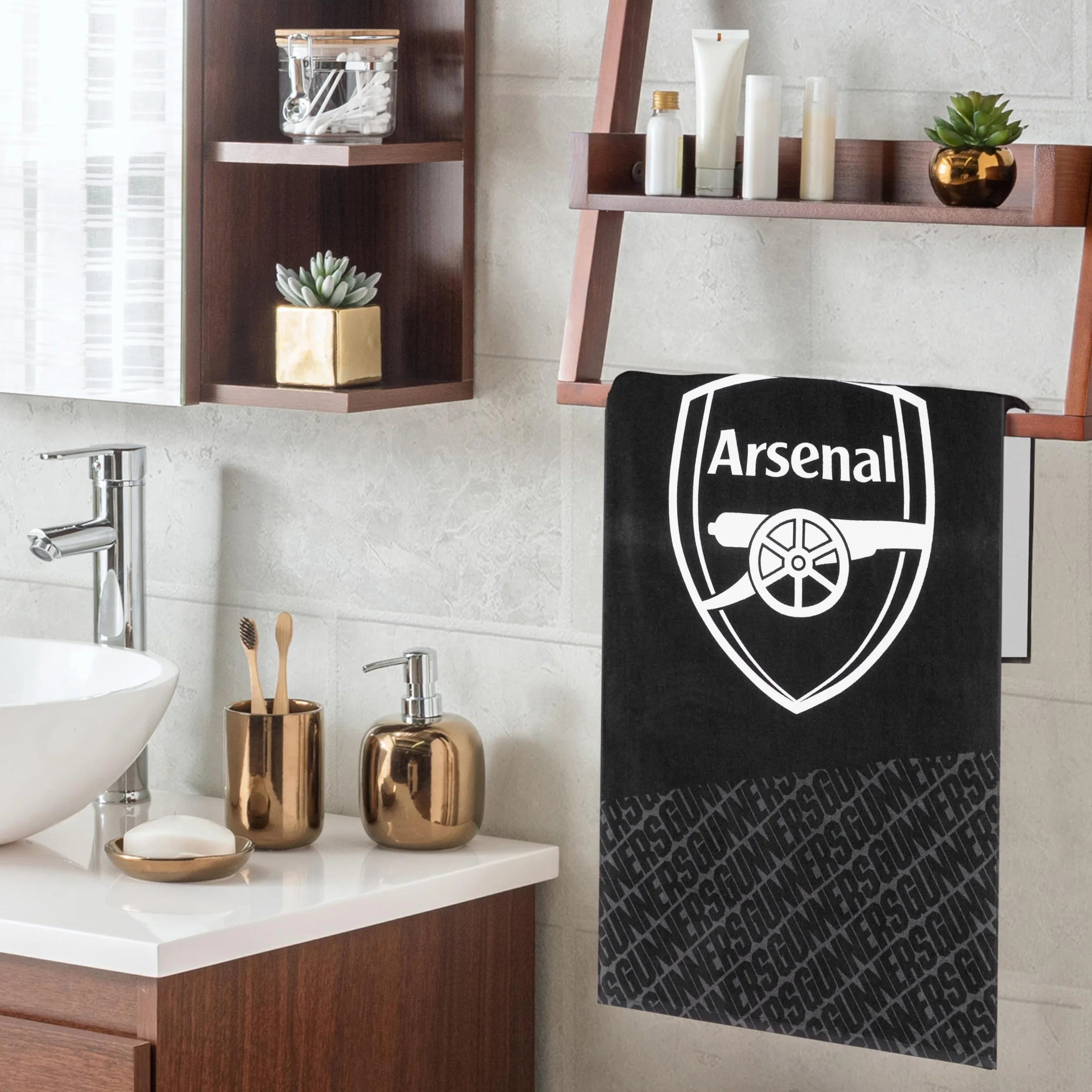 Arsenal F.C. Ręcznik dla mężczyzn kobiet nastolatków chłopców 100% bawełna szybkoschnący piłka nożna herb plażowy ręcznik kąpielowy pływanie siłownia wakacje prysznic kąpiel kibiców sprzęt 137 x 69 cm