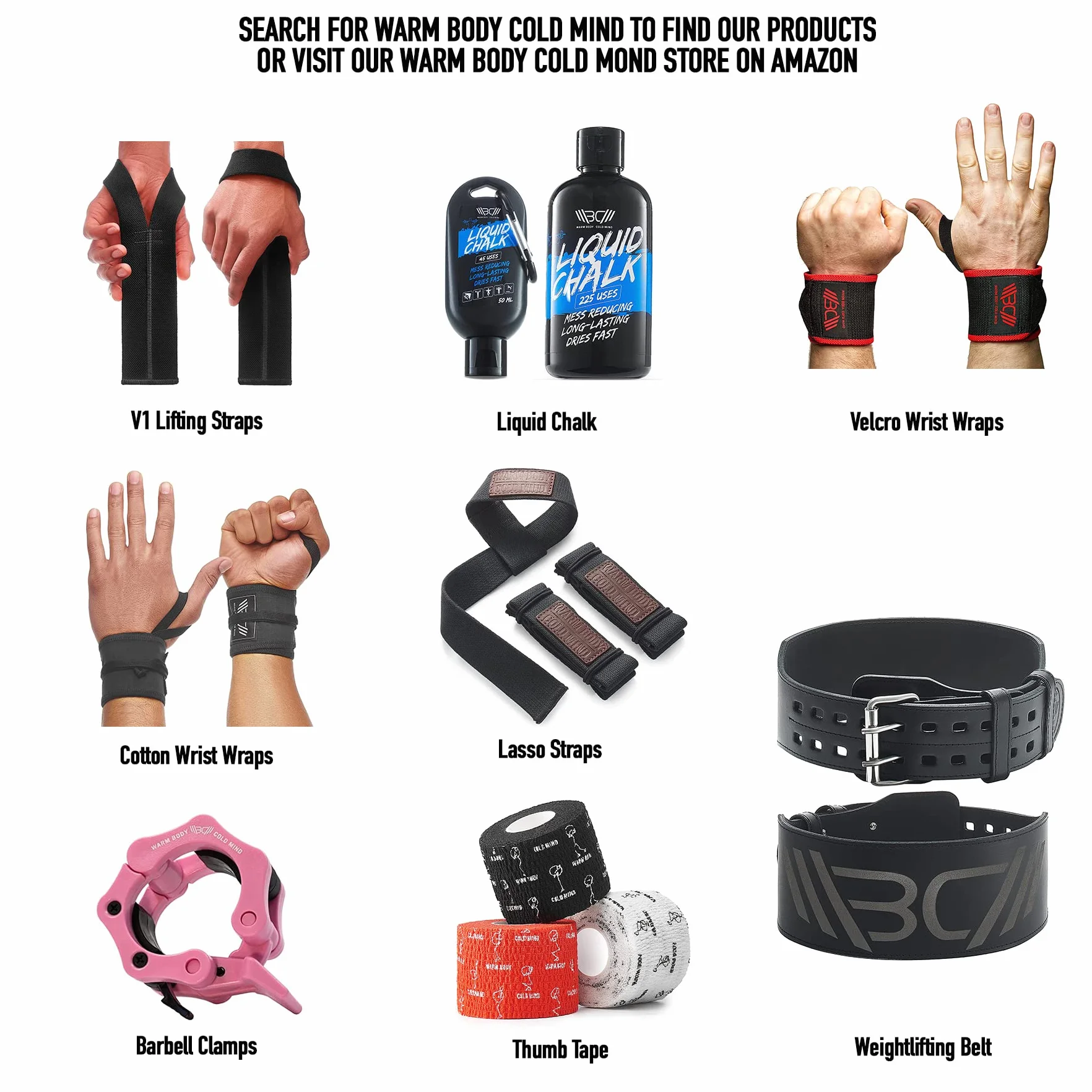 WARM BODY COLD MIND V1 Podnoszenie Pasków na Nadgarstek do Olimpijskiego Podnoszenia Ciężarów - Lifting Wrist Straps for Weightlifting, Crossfit, Deadlift, Wytrzymałe Bawełniane Opaski na Nadgarstek