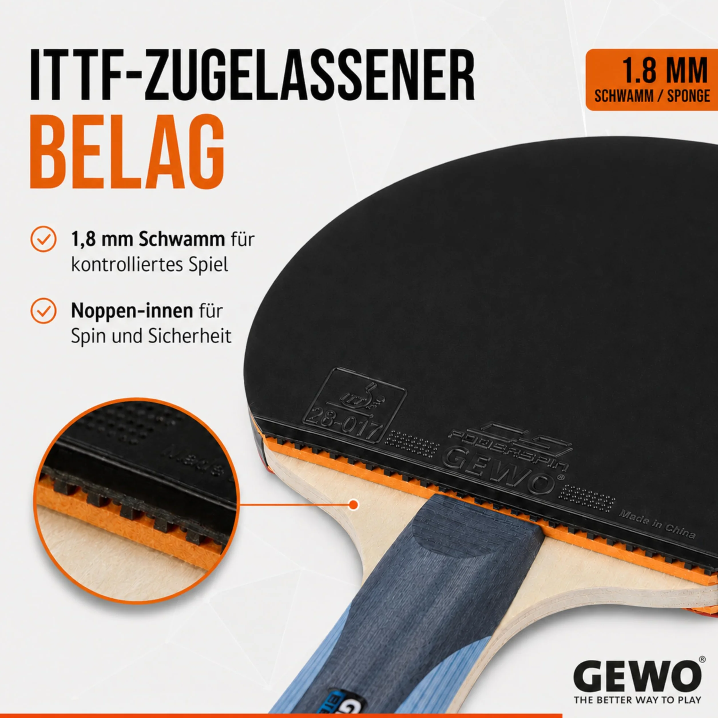 GEWO CS Energy Control rakieta do tenisa stołowego wklęsła szara niebieska
