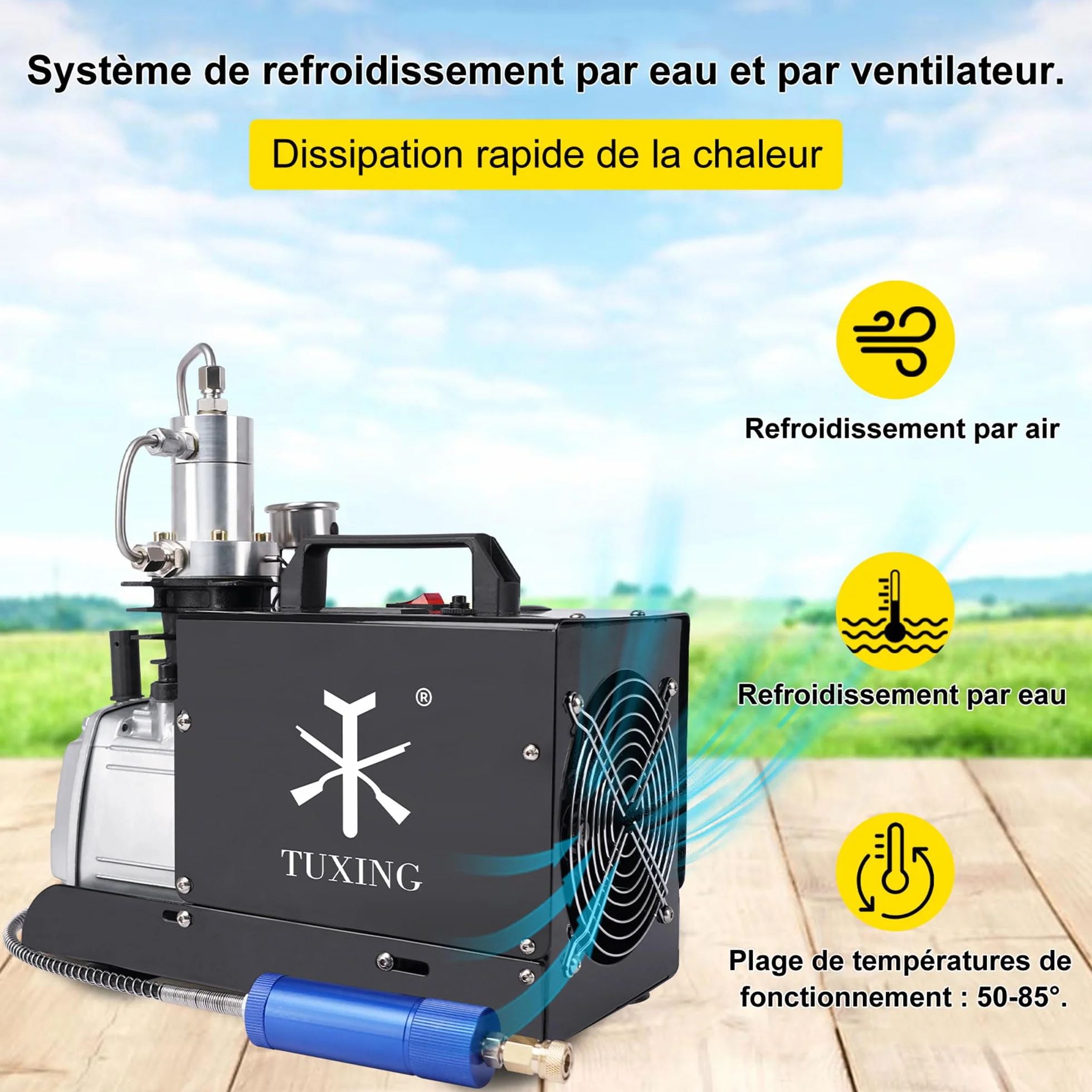 TUXING Sprężarka PCP 4500Psi 30Mpa 220V wysokociśnieniowa elektryczna
