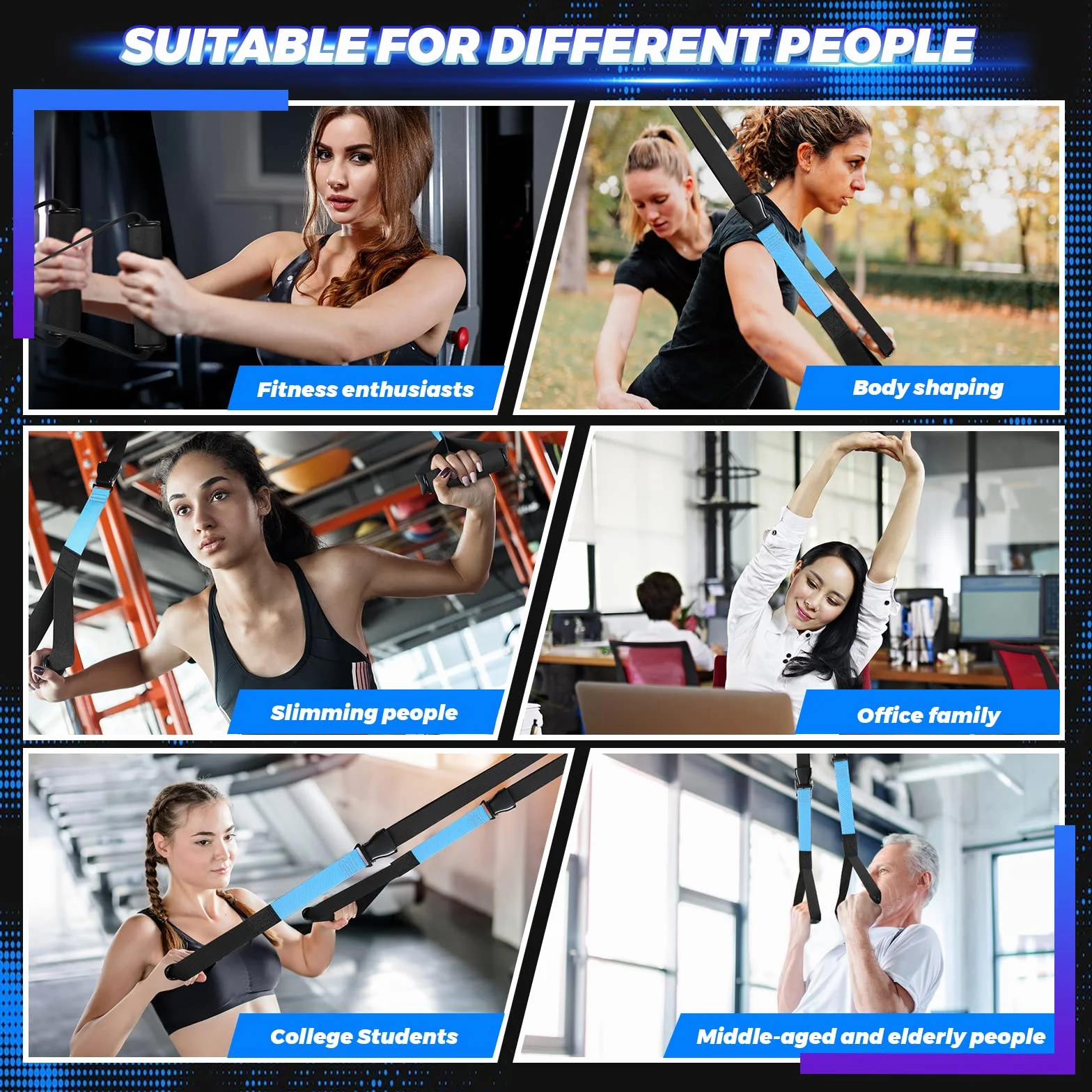 Fitness Training Pro system zawieszenia zestaw treningowy profesjonalna siłownia fitness paski treningowe do domowej siłowni treningu niebieski