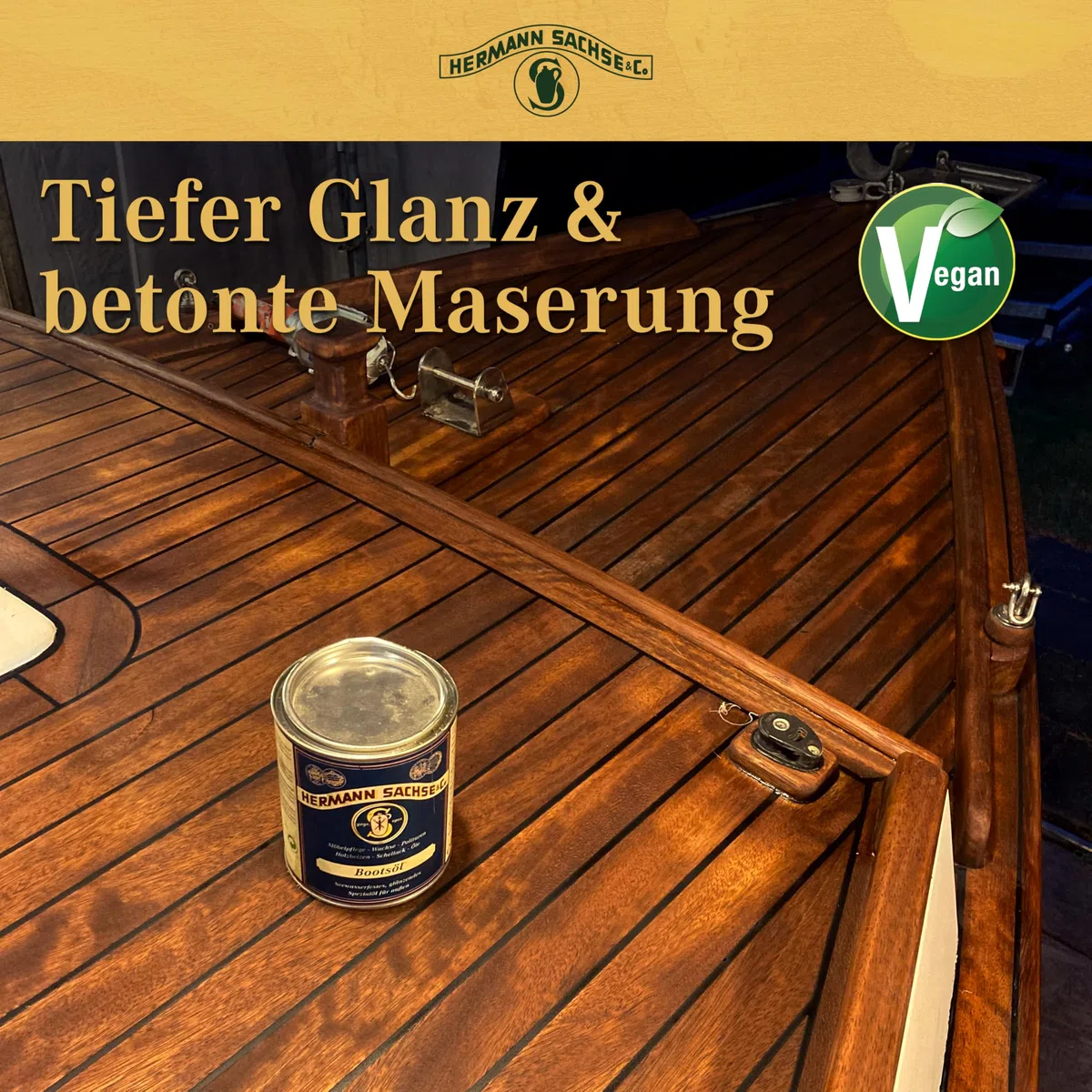 Hermann Sachse Yacht- und Bootsöl farblos - 750ml - Pflegeöl für Dein Boot - witterungsbeständiges, glänzendes Holzöl - Effektiver Holzschutz - Langanhaltendes Pflegeöl für Außen - Made in Germany
