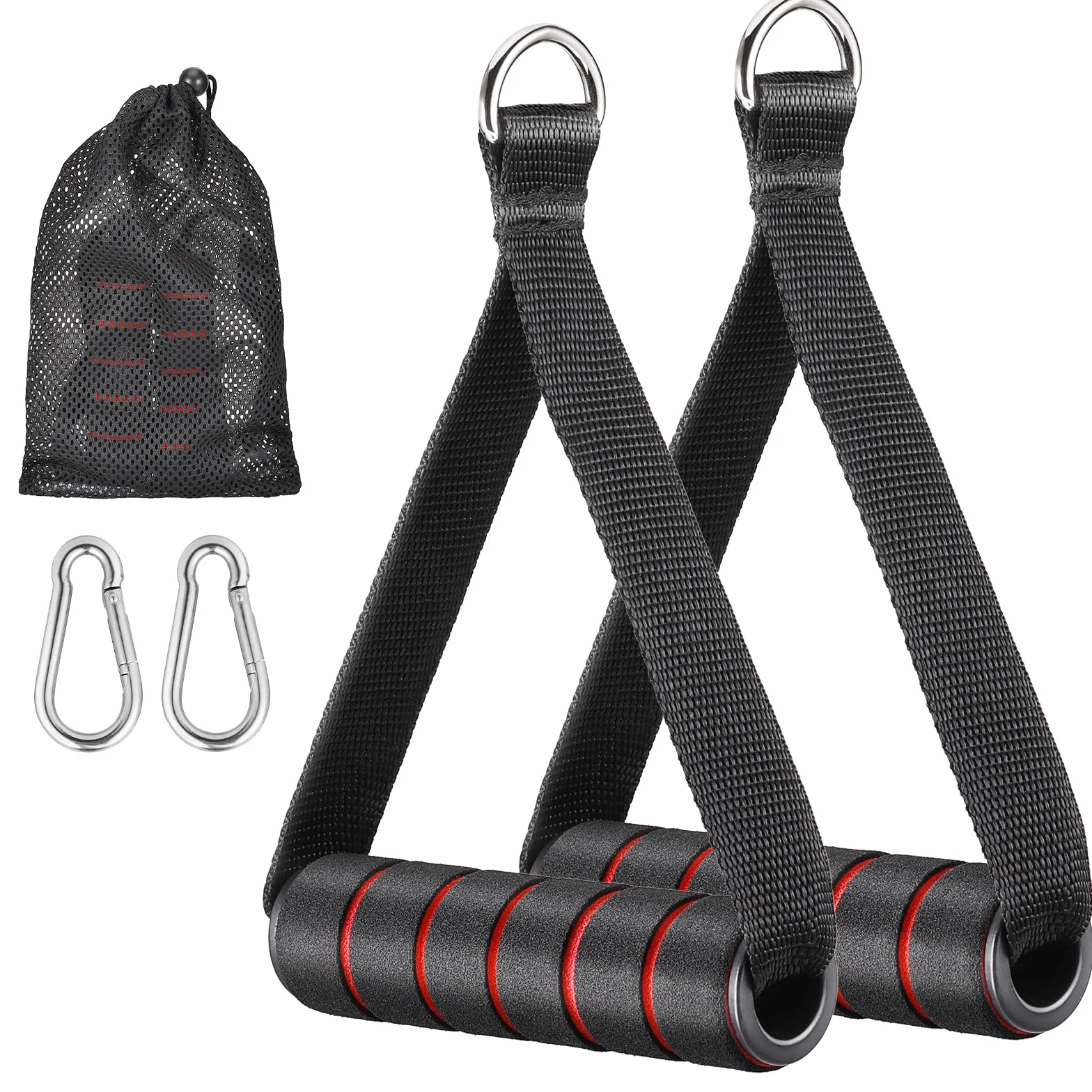 Fentar 2 szt. uchwyty do wciągów kablowych, ergonomiczne uchwyty fitness do taśm fitness lub taśm do podciągania, antypoślizgowe uchwyty do podciągania, akcesoria siłowni, uchwyty linowe z 2 klamrami