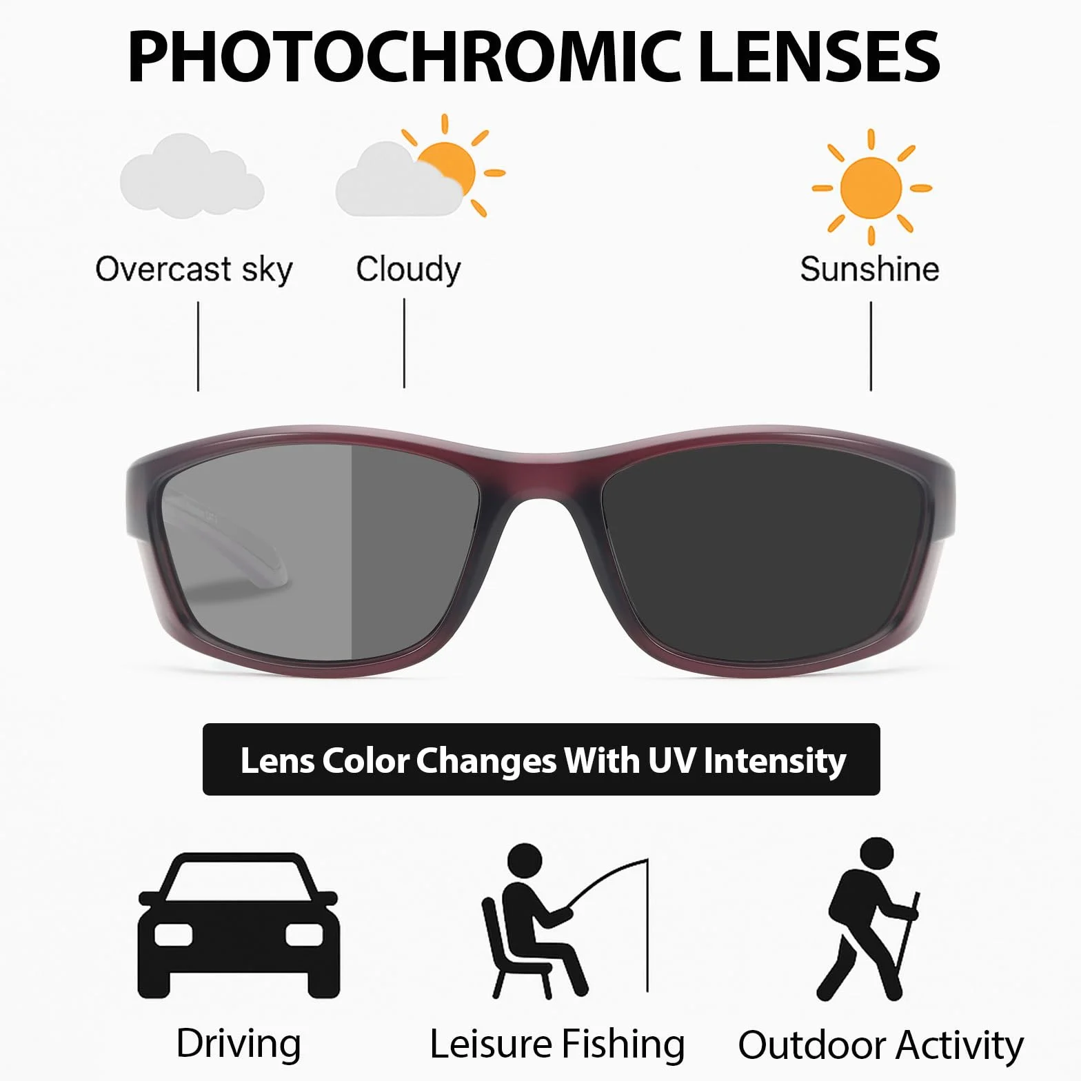 Myiaur Okulary rowerowe damskie z polaryzacją, fotochromowe, sportowe okulary przeciwsłoneczne z ochroną UV400, do biegania, jazdy na rowerze