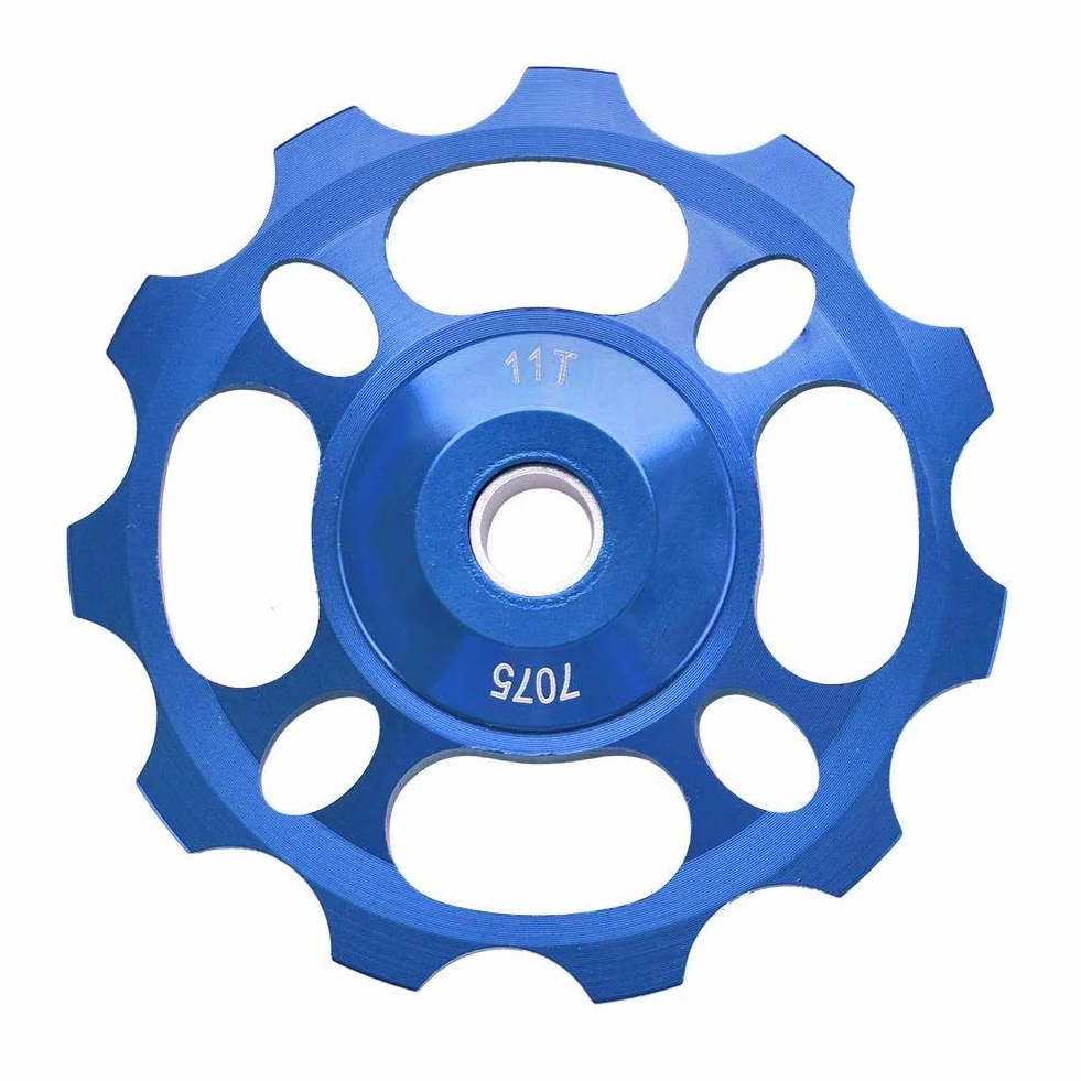 Koło pasowe przerzutki tylnej roweru, stop aluminium, 11T, tylna przerzutka, koło rolkowe, do roweru szosowego, górskiego, niebieskie