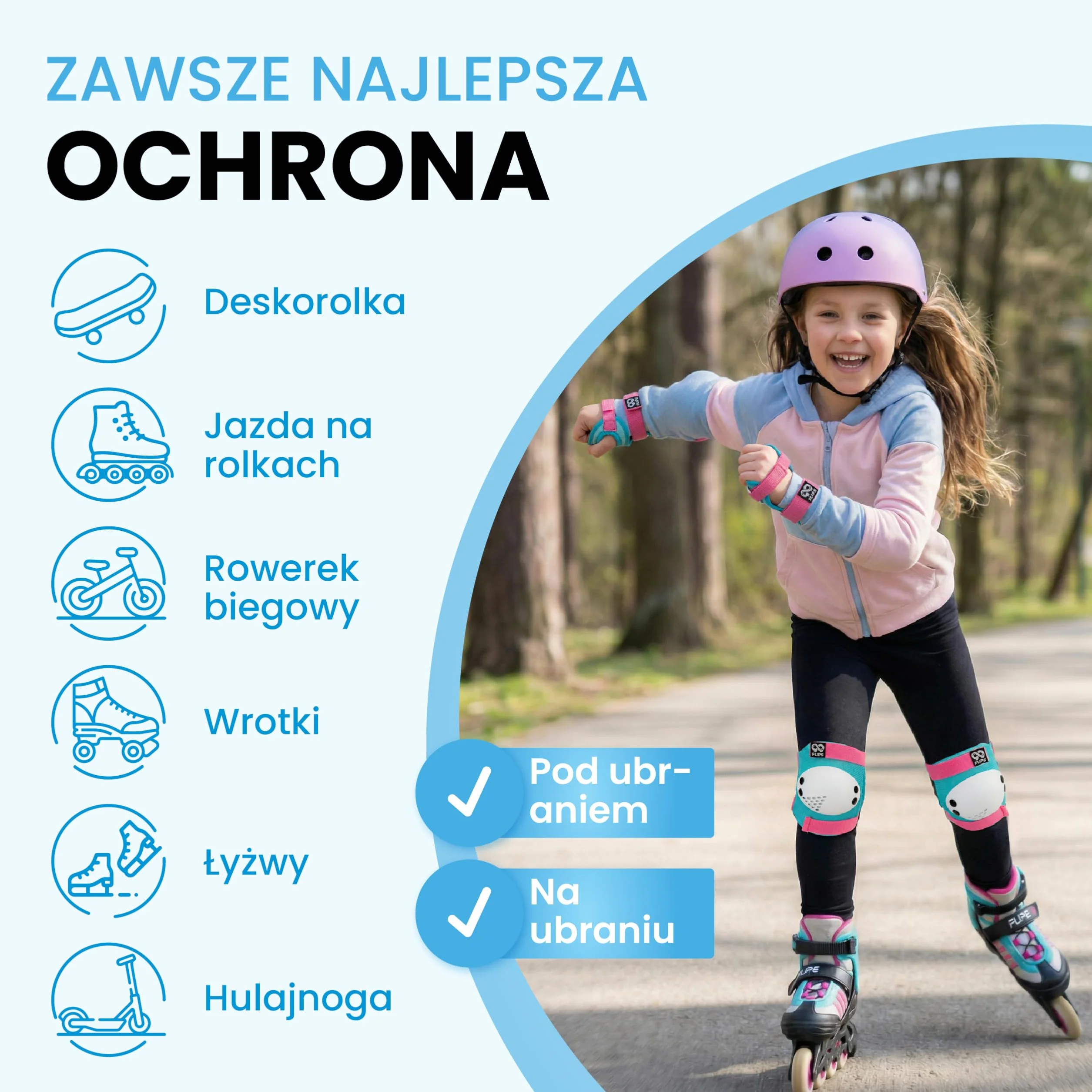99FLIPS Nakolanniki dla Dzieci 3-12 Lat Zestaw 6-częściowy - Ochraniacze na Deskorolkę i Rolki