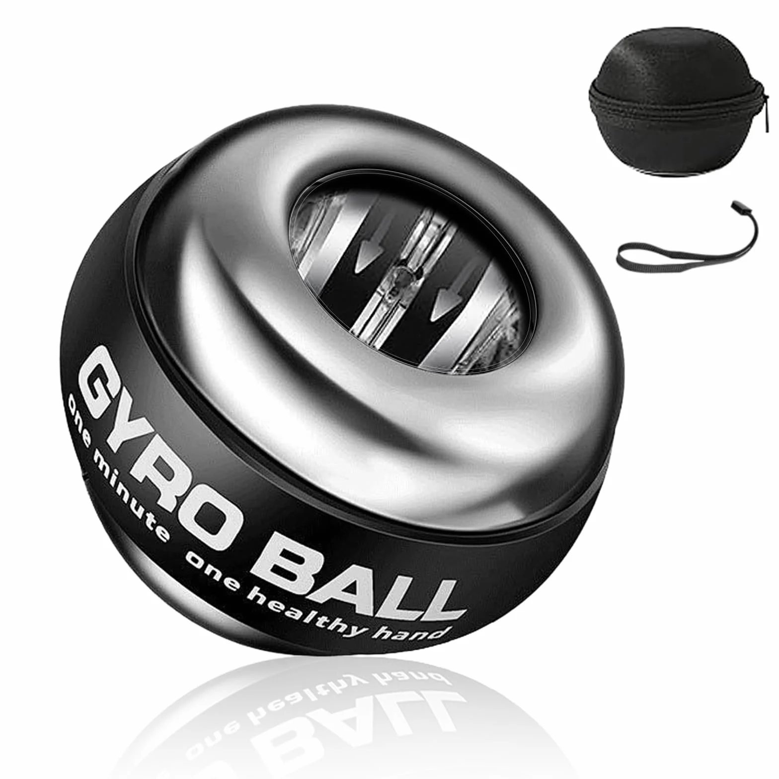 PiPiCat Gyroball, trener ramion fitness i redukujących stres, piłki na nadgarstki, metalowy rdzeń, automatyczne i ciche świecenie, 6 prędkości i świecące kolory + worek na piłkę