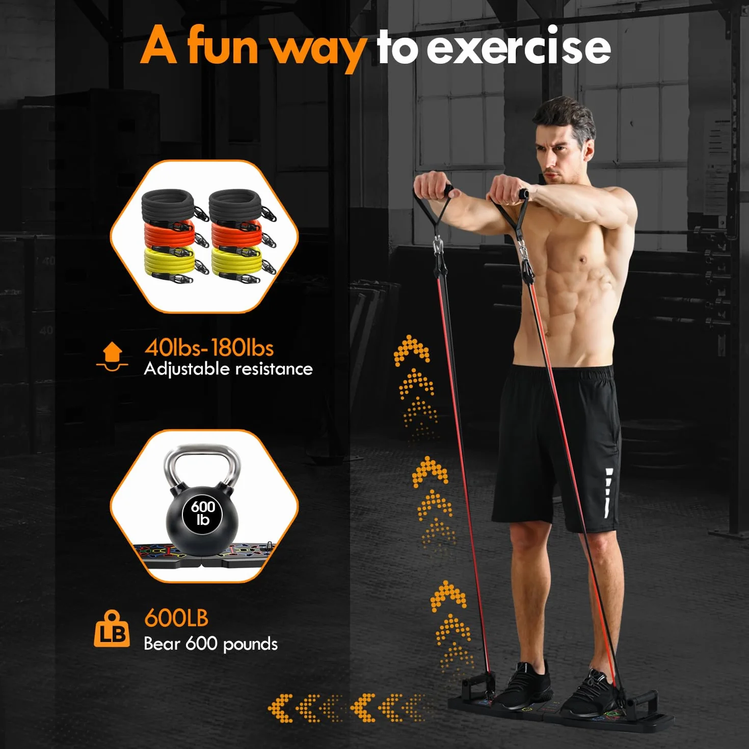 Deska push-up, domowa siłownia, przenośny sprzęt do ćwiczeń, drążek do pilatesu i 20 akcesoriów fitness z taśmami oporowymi i rolką Ab, trening całego ciała w domu