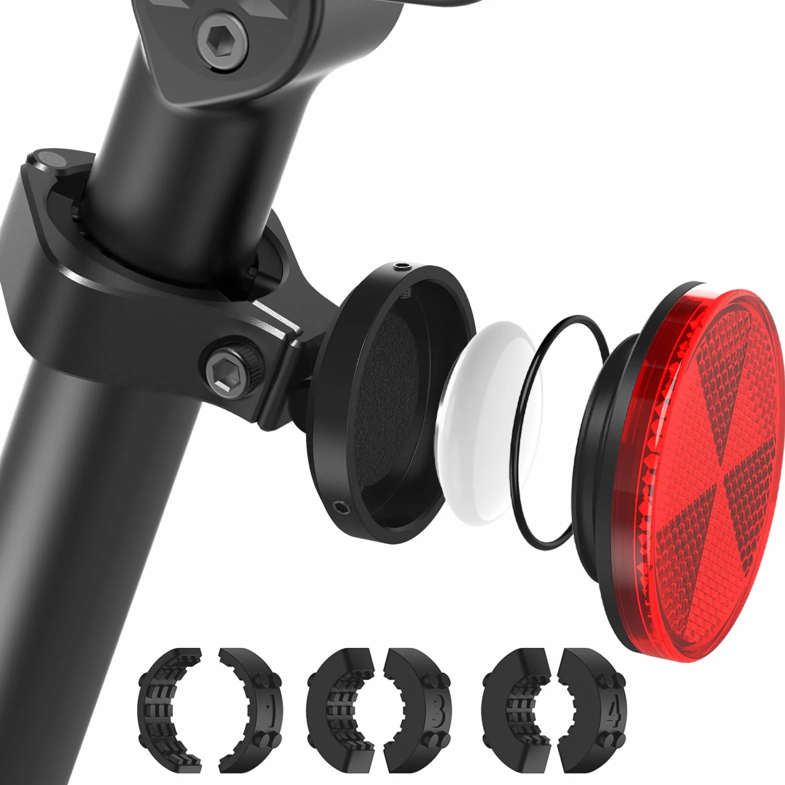 SUPMEGA Ukryty Reflektor Rowerowy AirTag z Metalowym Uchwytem Antykradzieżowe Akcesoria GPS Wodoszczelny