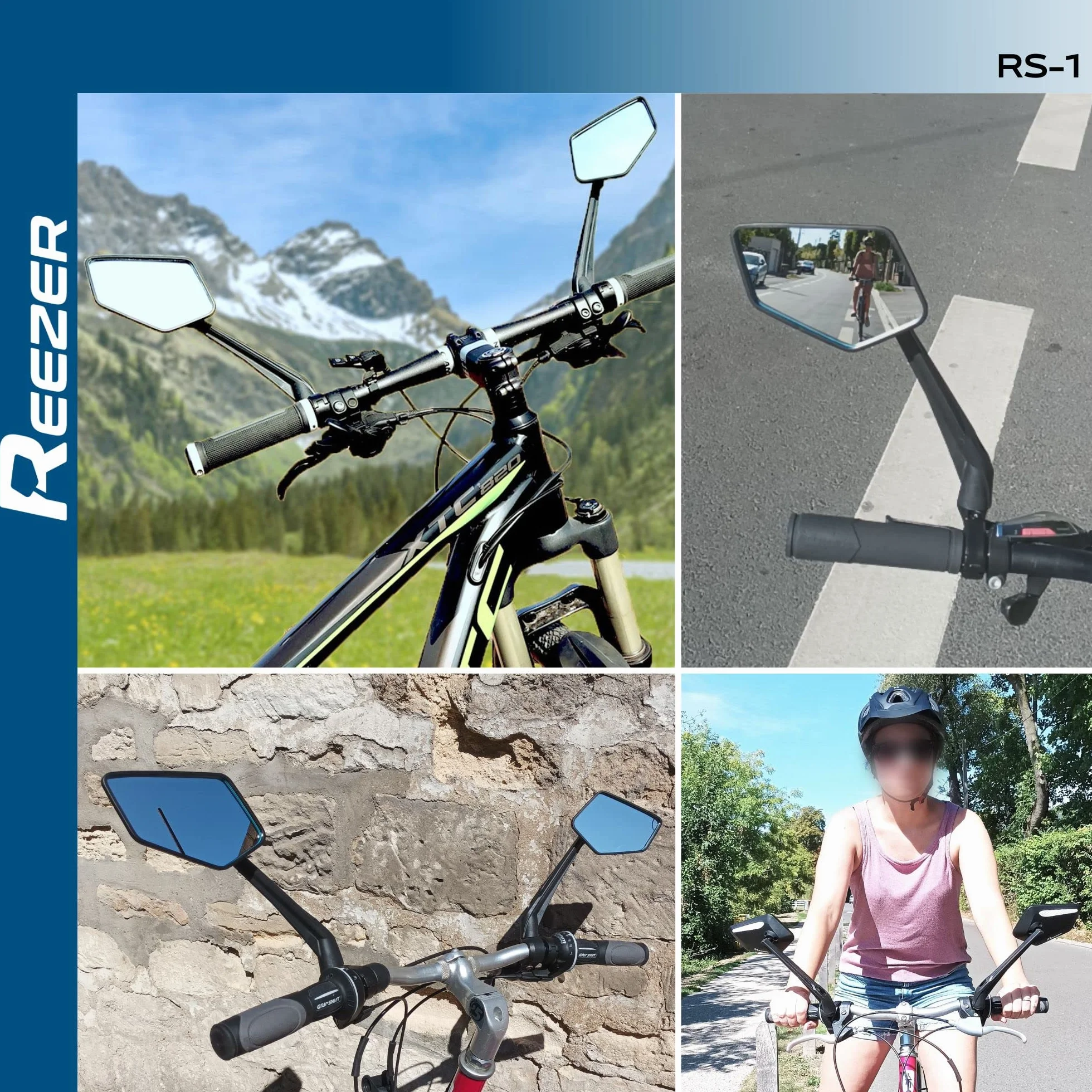 REEZER - Lusterko rowerowe - hulajnoga elektryczna - skuter - Wysokiej klasy i uniwersalny - kompatybilny ze wszystkimi modelami - Odblaskowe - Regulacja 360° PARA