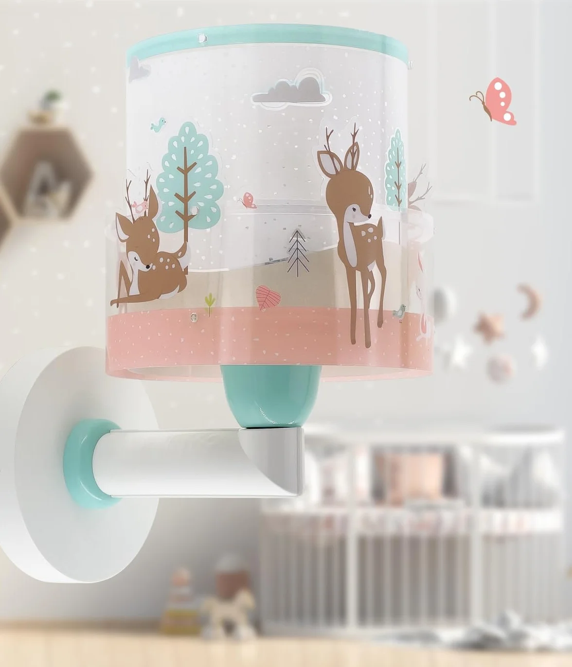 Dalber Kinkiet dziecięcy lampa ścienna chmury Loving Deer Sarna Różowa E27