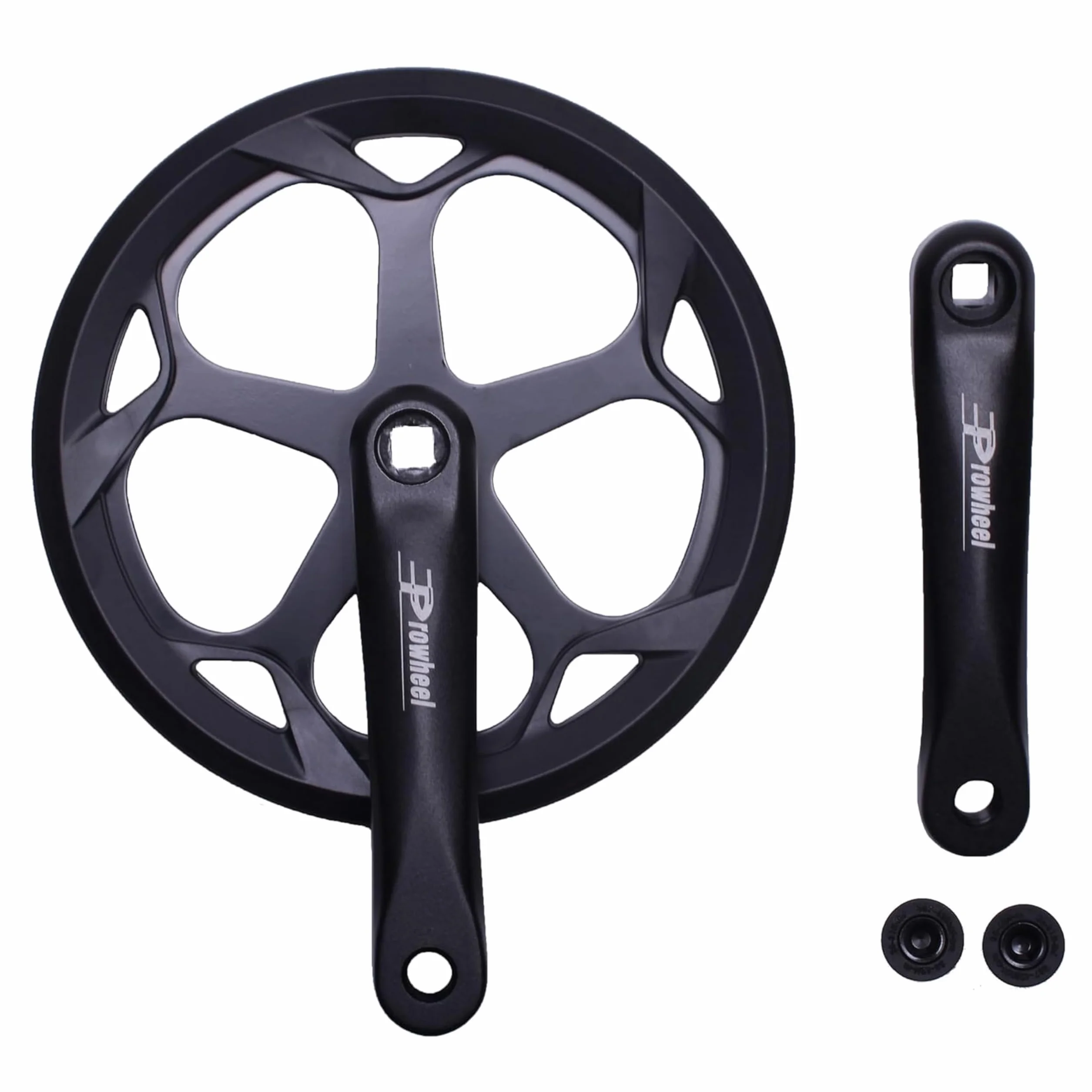 PROWHEEL Korba rowerowa, 152 mm/160 mm/165 mm/170 mm/175 mm, 46T/48T/52T, stalowy zestaw ramienia korby rowerowej, podwójne koło łańcuchowe i zapasowa osłona łańcucha, kompatybilny z rowerem miejskim,