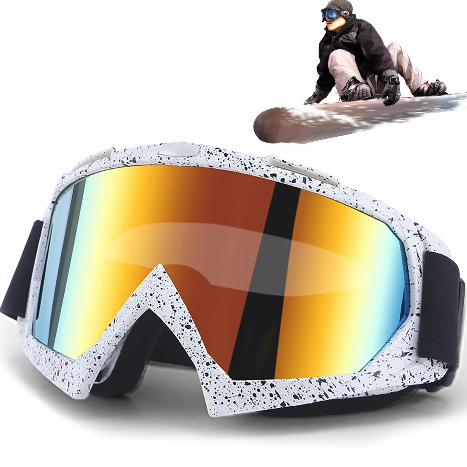 DONGZQAN Unisex okulary narciarskie OTG, gogle narciarskie dla osób noszących okulary (białe)