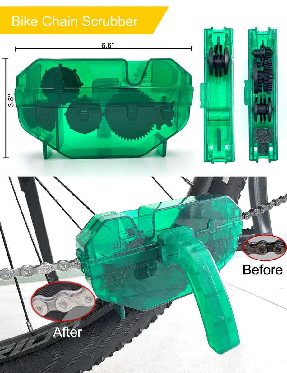 Zestaw smarów do czyszczenia łańcucha rowerowego z odtłuszczeniem roweru, smarem na mokro, skrobak łańcucha do czyszczenia łańcuchów rowerowych, tylne zębatki, łańcuchowe. Olej rowerowy (60ml), odtłuszczacz (300ml).