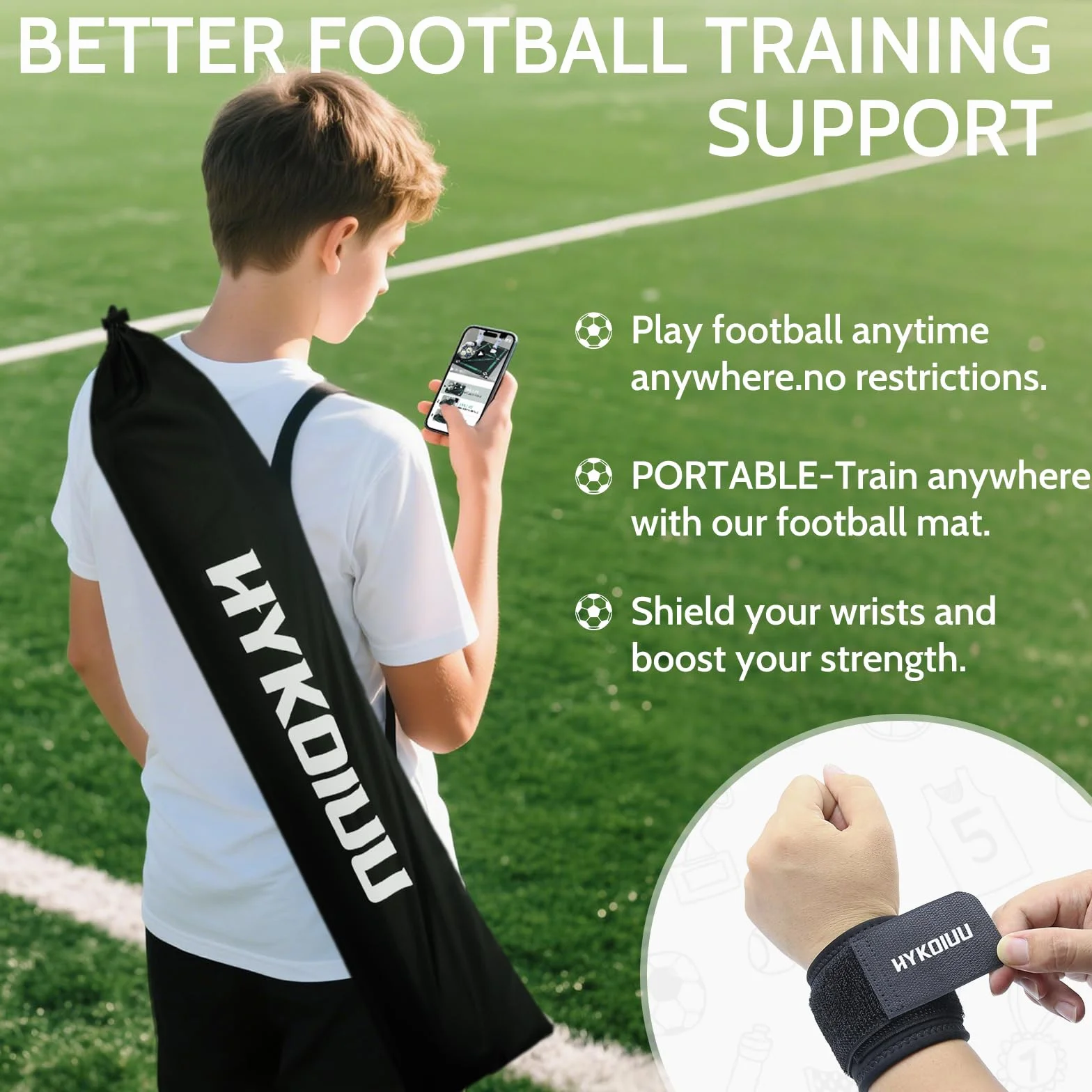 Football Training Mat With Kick Trainer 90 X 60 Cm Football Skills Mat Mastery Footstep Agility Pad To Boost Speed, Strength & Coordination Non-Slip Footbal Mastery For Kids Youth Gifts