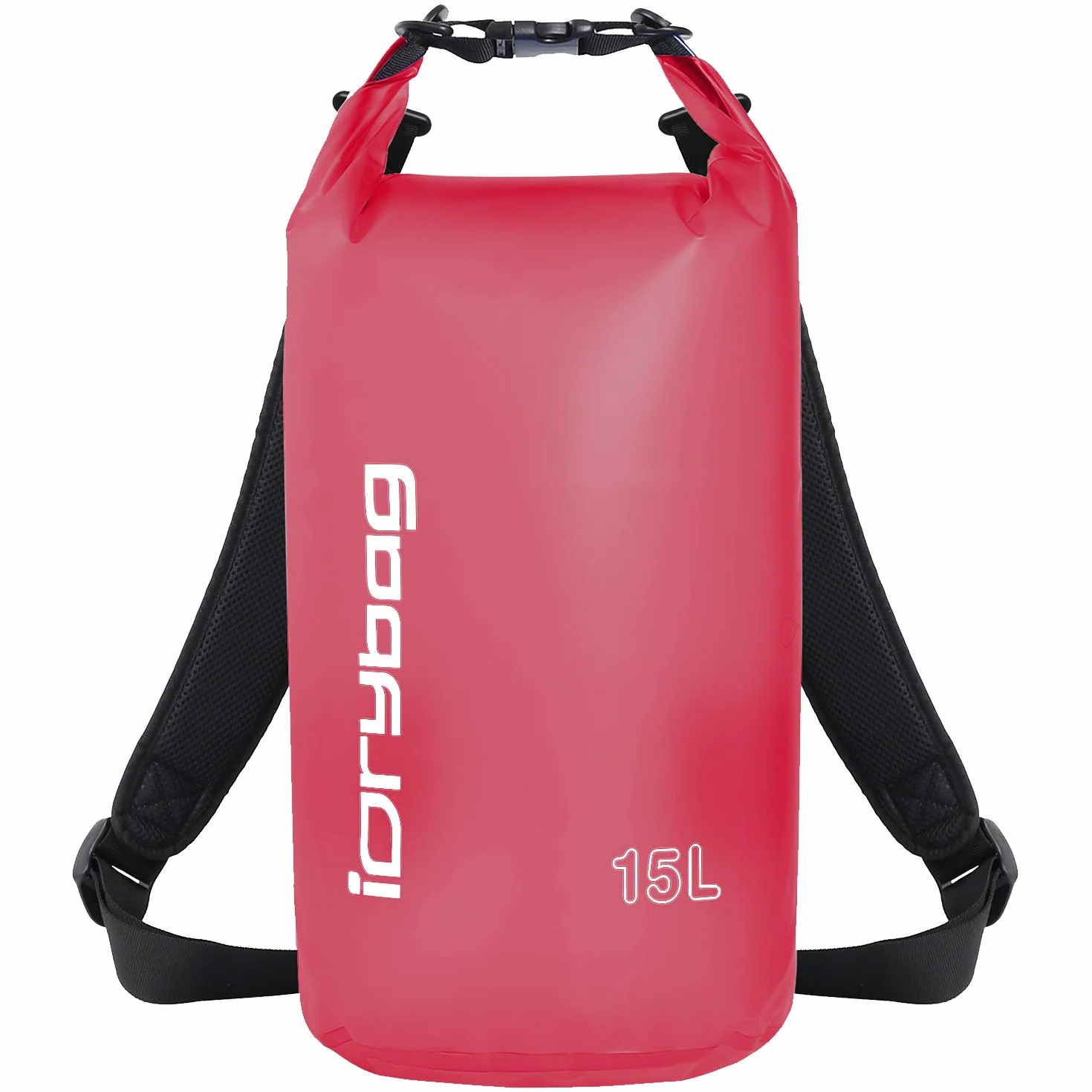 IDRYBAG Przezroczysta wodoszczelna torba 5 l, pływająca torba sucha na kemping, czerwony