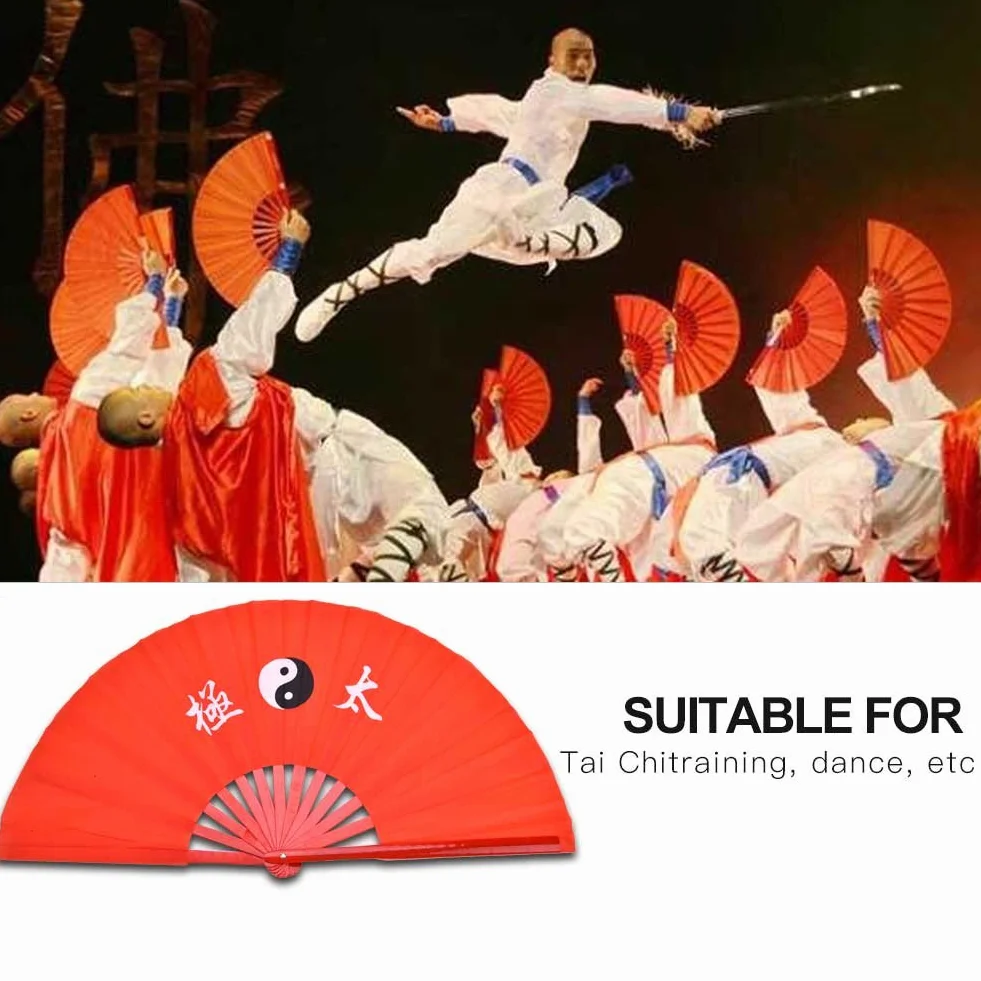 Kampfkunst Fan Bambus Seide Tai Chi Tanztraining Performance Fan Rot(rot)
