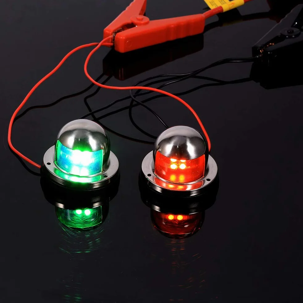 Keenso Zestaw świateł nawigacyjnych LED 12V czerwone zielone stal nierdzewna wodoodporne 8 diod