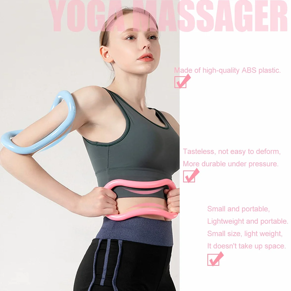pierścień do rozciągania powięzi, 3 sztuki, pierścień do jogi, pilatesu, kółko treningowe, joga, masaż, narzędzie treningowe do tonizowania ud brzucha i nóg (różowy, niebieski, fioletowy)