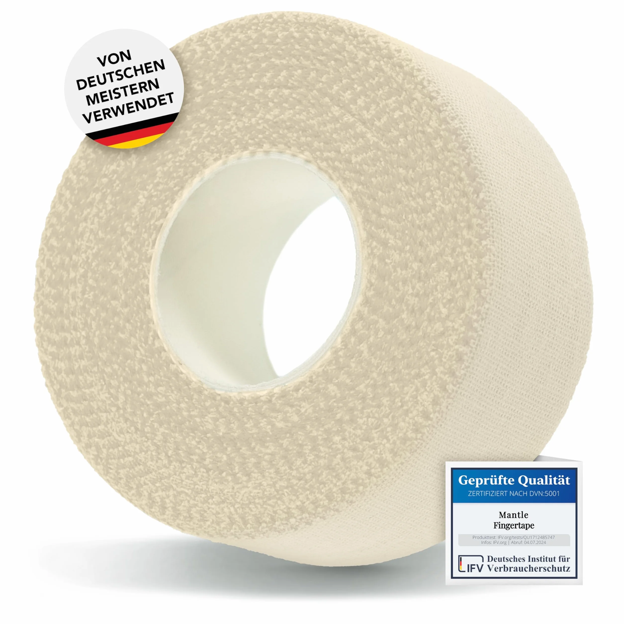 Mantle taśma na palce 2,5 cm x 10 m, 3 rolki, biała, wspinaczka, bouldering, sztuki walki, siatkówka, piłka ręczna, koszykówka, sport siłowy, taśma sportowa