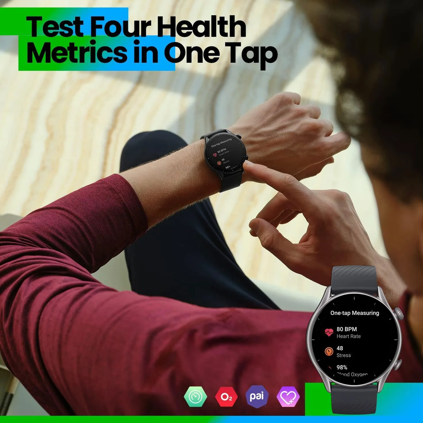 Amazfit Unisex Gtr 3 69-GTR 3 Black Smartwatch, Czarny, 1,39"