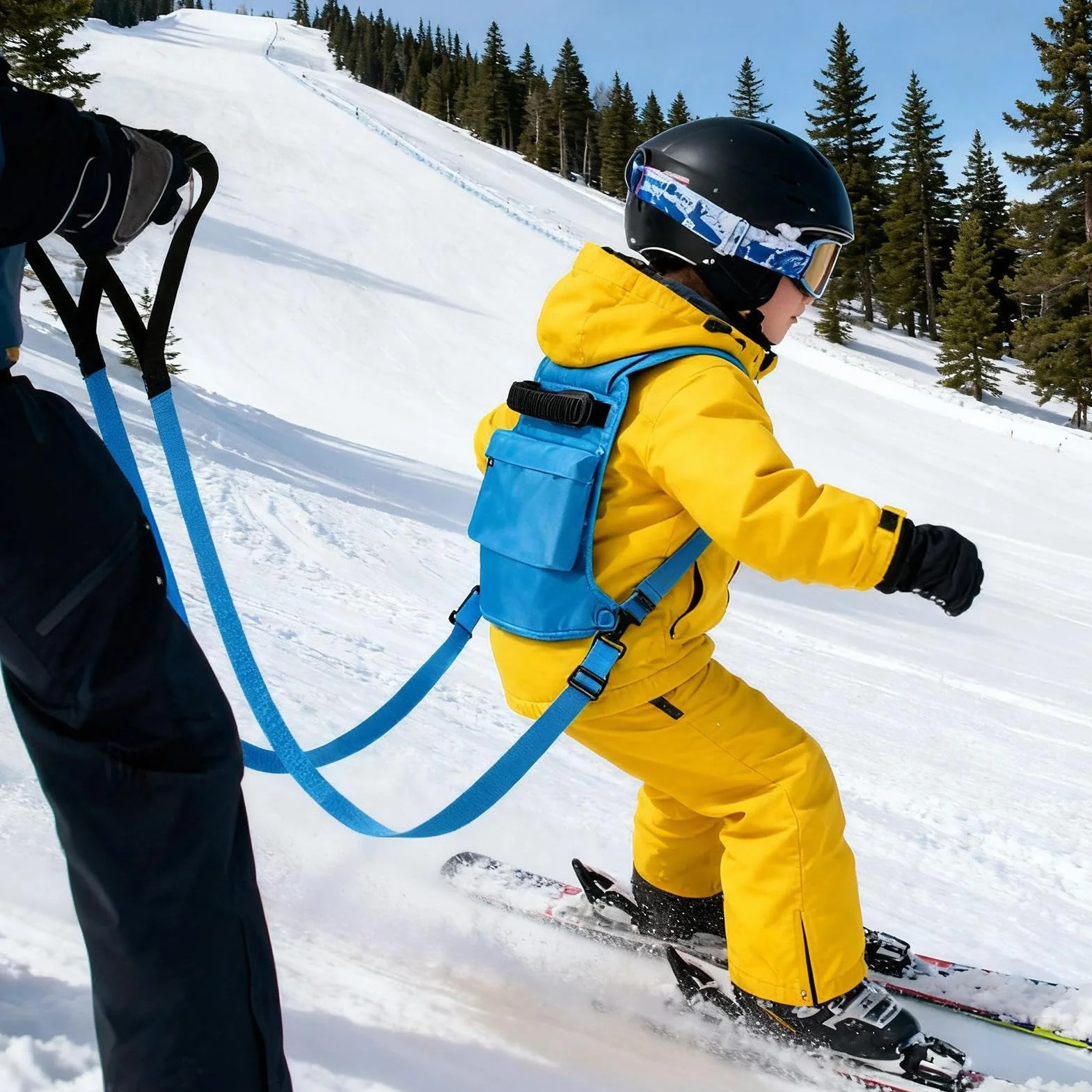 Szelki treningowe dla dzieci regulowany pasek 40x30 cm pomoc w nauce jazdy na nartach i snowboardzie