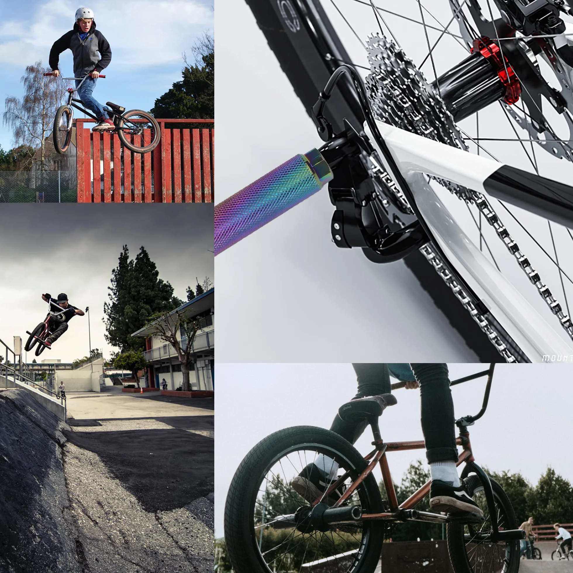 KINSPORY 3/8 cala - 26-zębowe kołki rowerowe ze stopu aluminium, tylne siedzenia, zestaw 2 szt. BMX peg, bIke peg(tęczowy)