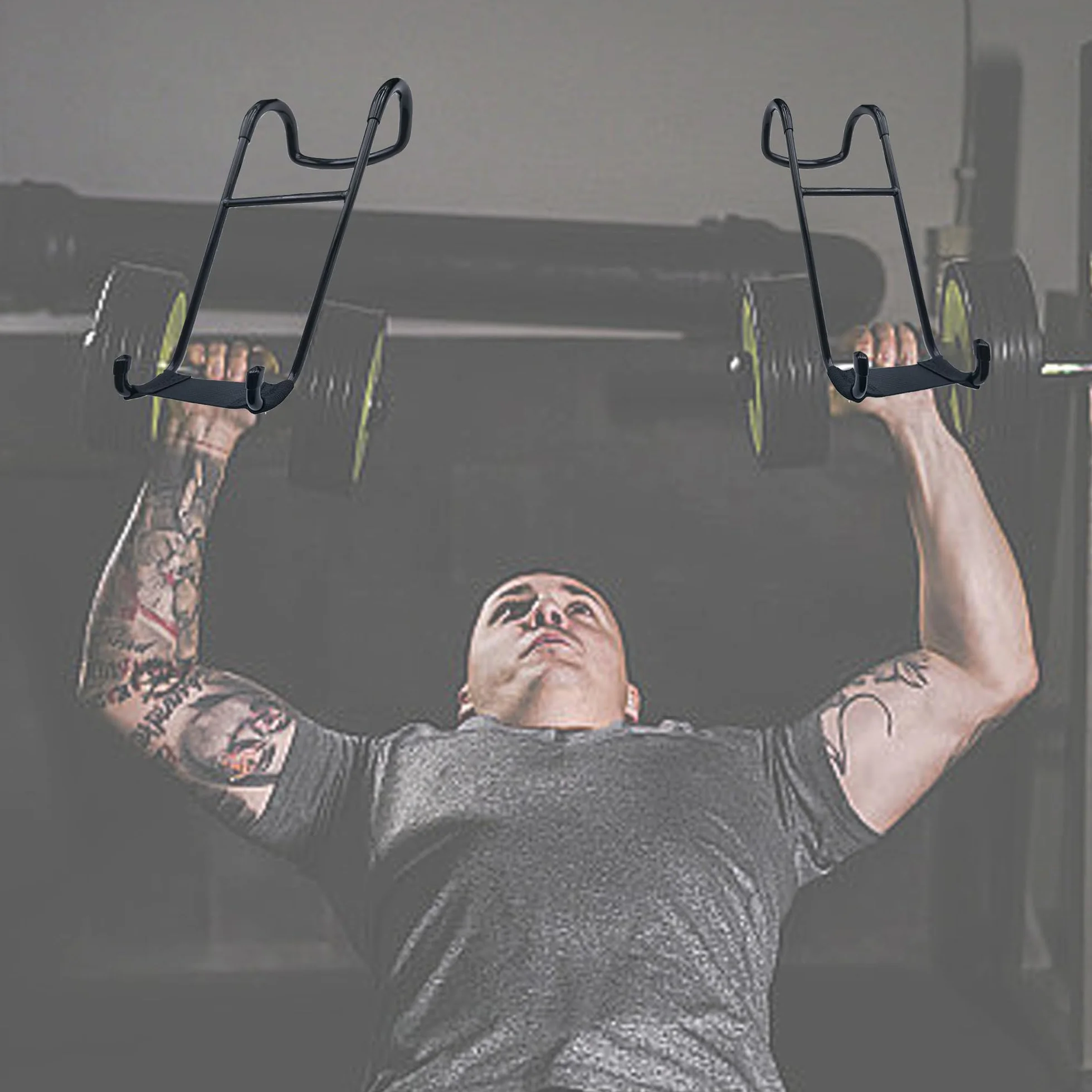 2PCS Hantle Stand, Obciążenie w Ramach 102kg, Haczyki Na Hantle Heavy Do Barbell, Fitness, Klatka Piersiowa, Ćwiczenia Ramion z Paskami Nadgarstkowymi, Haczyki Do Prasy Ławkowej Fitness Podnosze